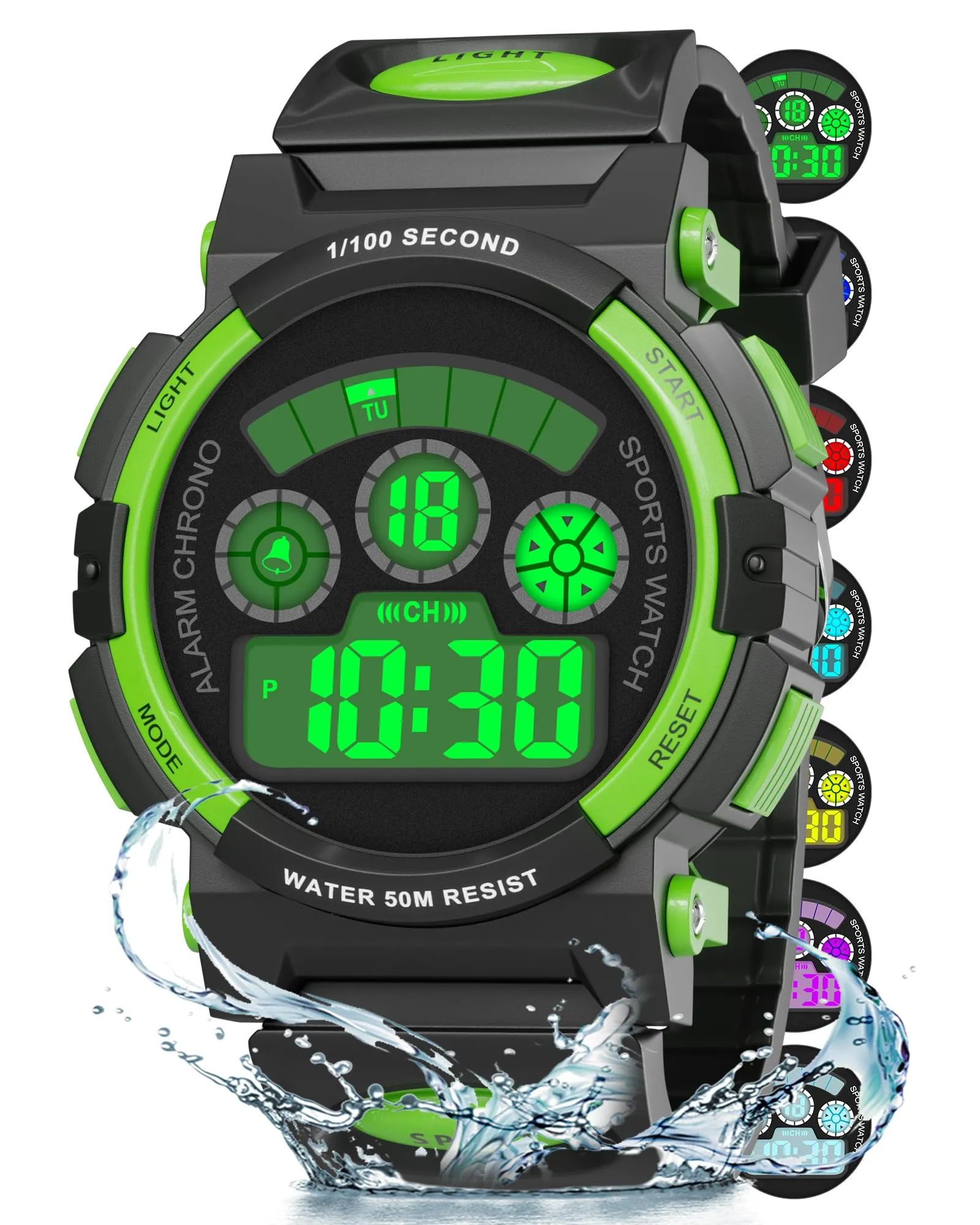 DTKID Orologio Digitale Bambini, LED 7 Colori, Cronometro, 5ATM - immagine 1