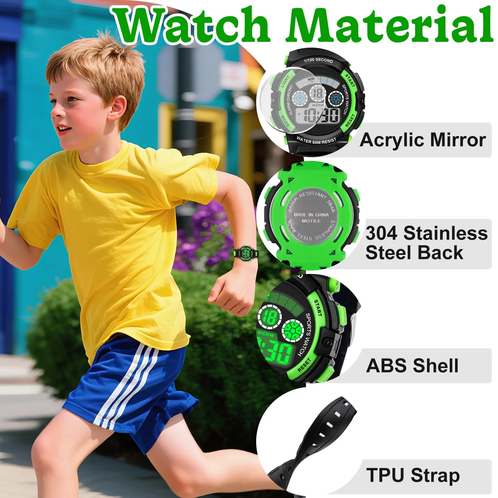 DTKID Orologio Digitale Bambini, LED 7 Colori, Cronometro, 5ATM - immagine 7