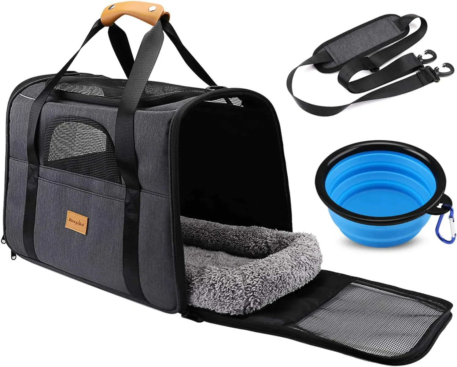 Morpilot Trasportino per Gatti e Cani fino a 7 kg, Pieghevole, 44x31x34cm, Grigio - immagine 1