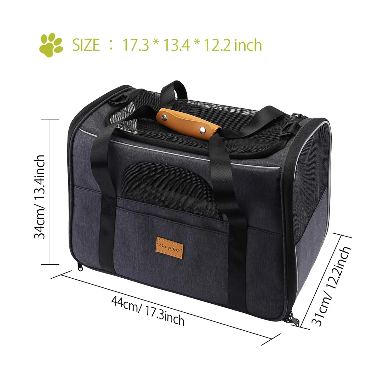 Morpilot Trasportino per Gatti e Cani fino a 7 kg, Pieghevole, 44x31x34cm, Grigio - immagine 2