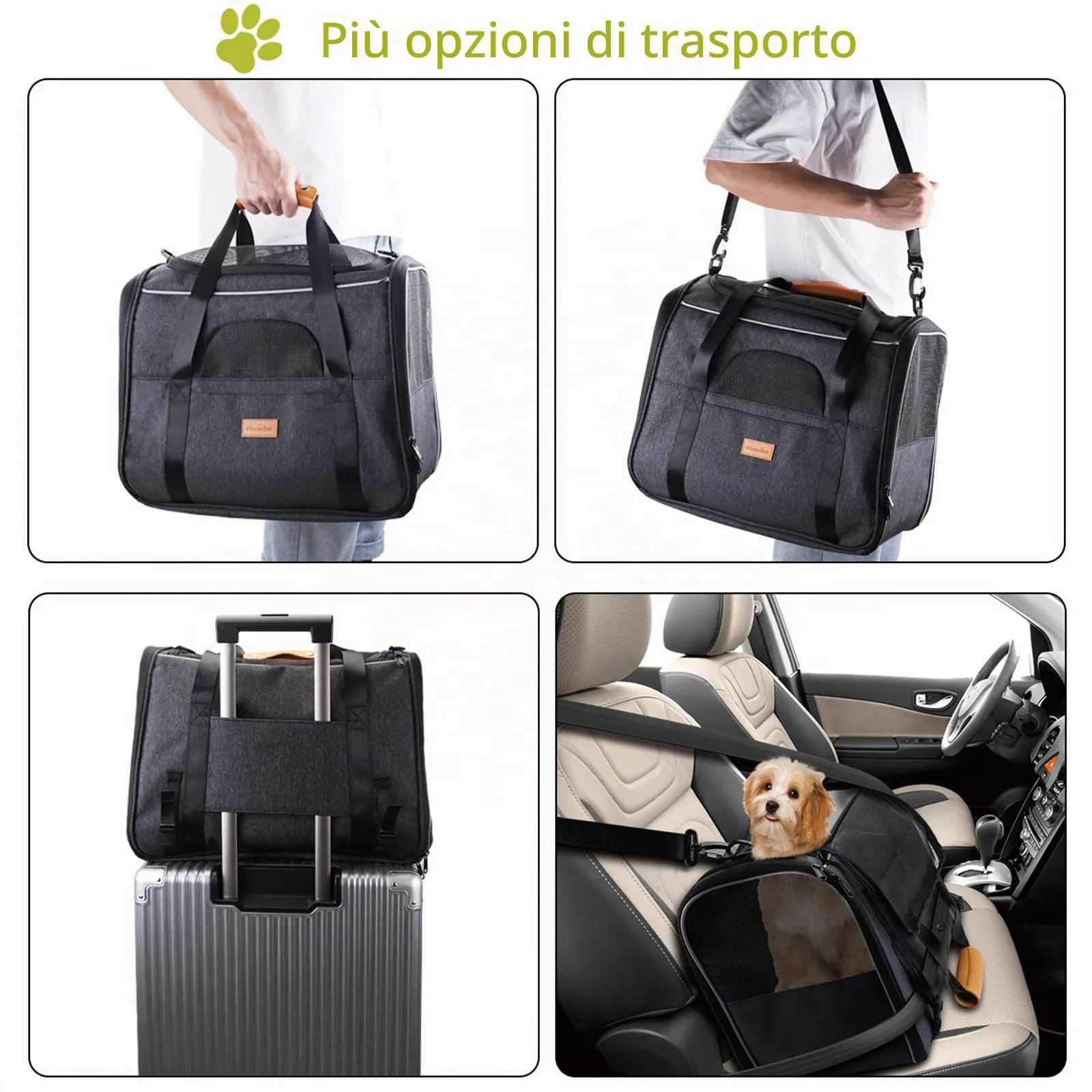 Morpilot Trasportino per Gatti e Cani fino a 7 kg, Pieghevole, 44x31x34cm, Grigio - immagine 4