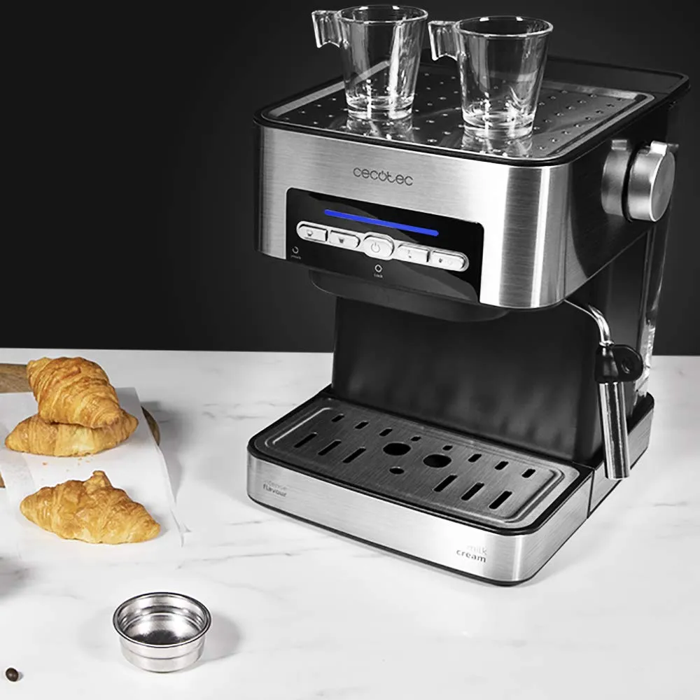 Cecotec Power Espresso 20 Matic Macchina da caffè espresso, 850 W, 20 Bar, 1,5L, Nero/Argento - immagine 3