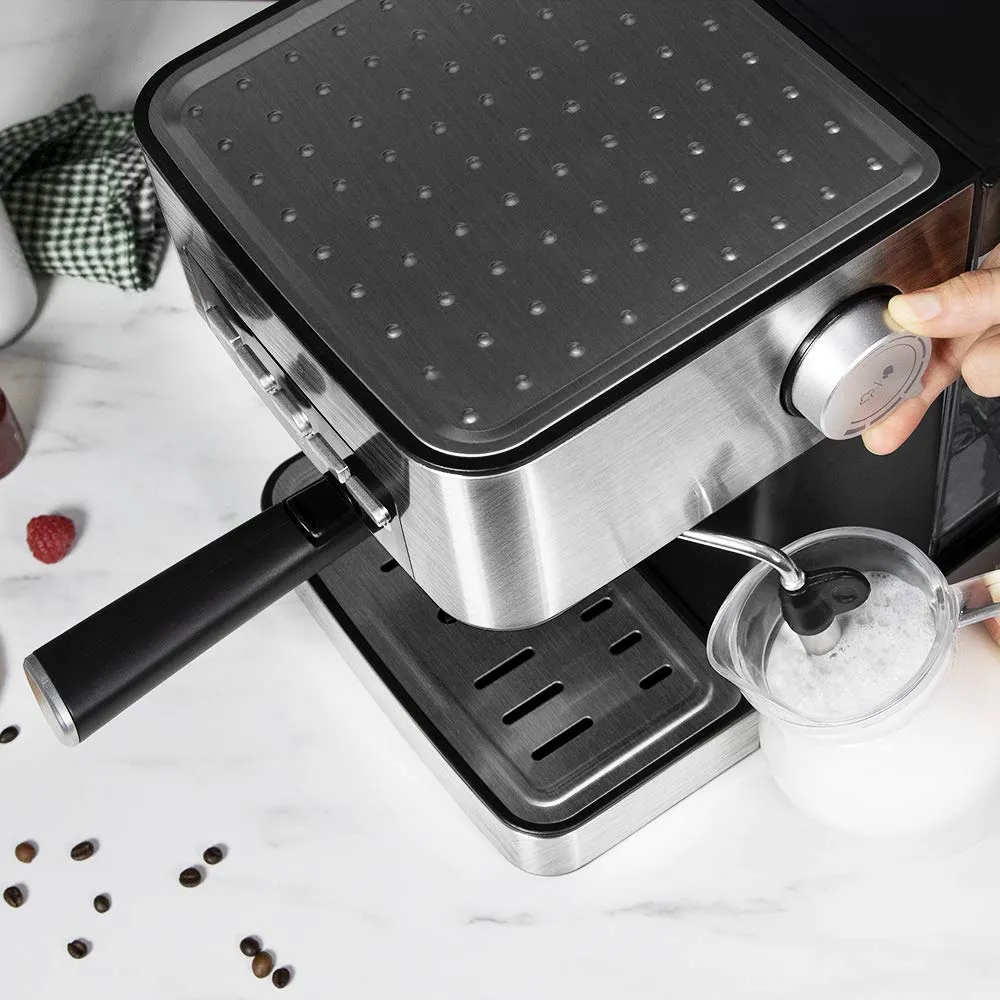 Cecotec Power Espresso 20 Matic Macchina da caffè espresso, 850 W, 20 Bar, 1,5L, Nero/Argento - immagine 4