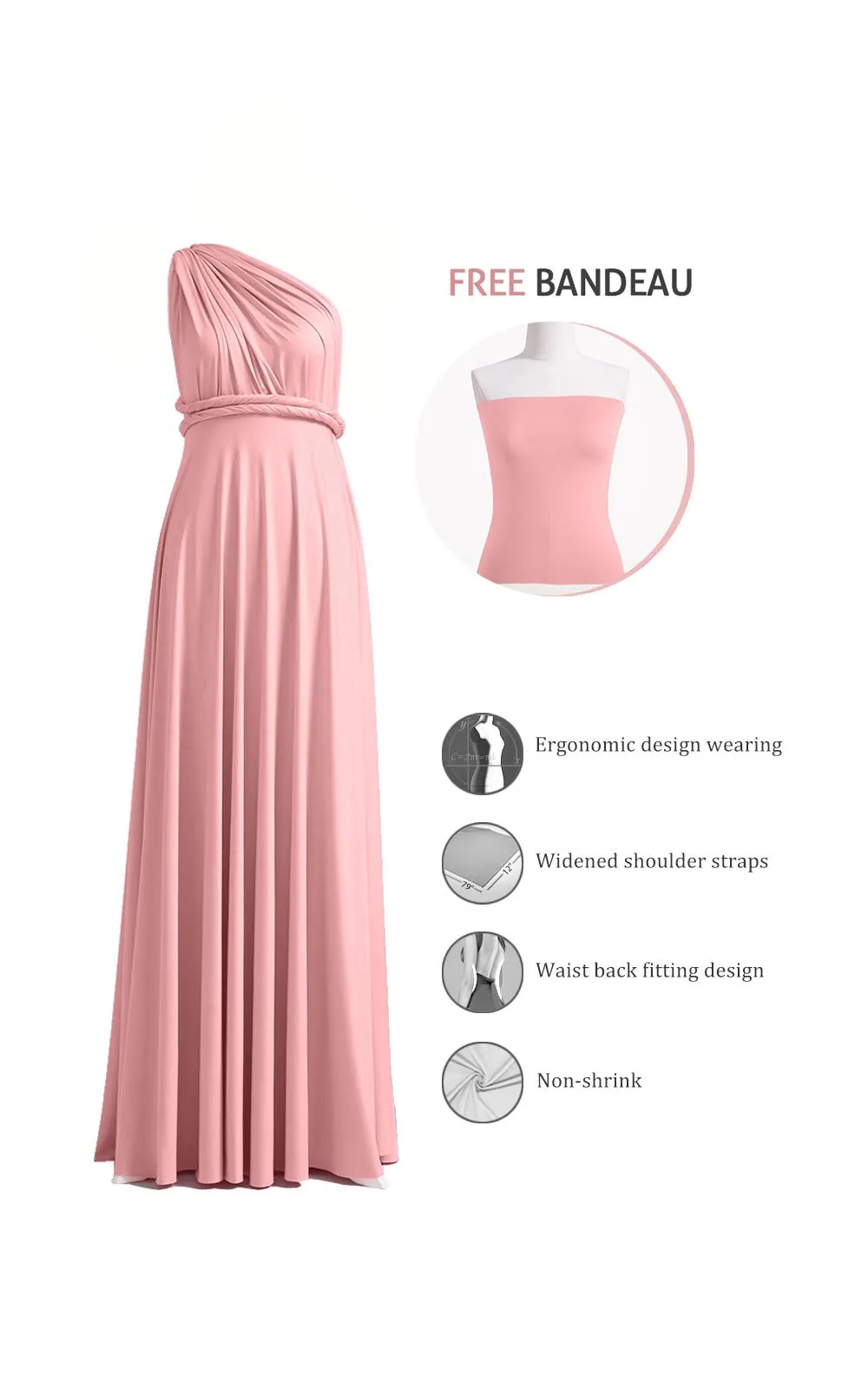 72styles Abito Cerimonia Donna Vestito Elegante Infinity Damigella d'Onore - immagine 3