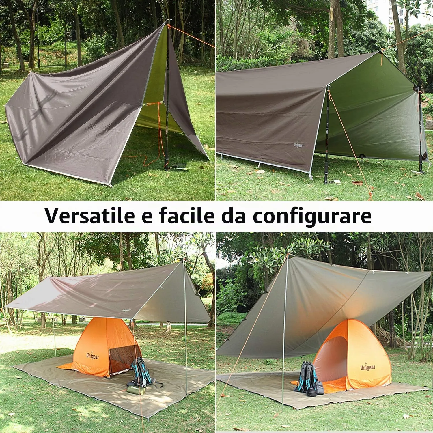 Unigear Telo Antipioggia Tarp Rain Fly Impermeabile 3*4m - immagine 3