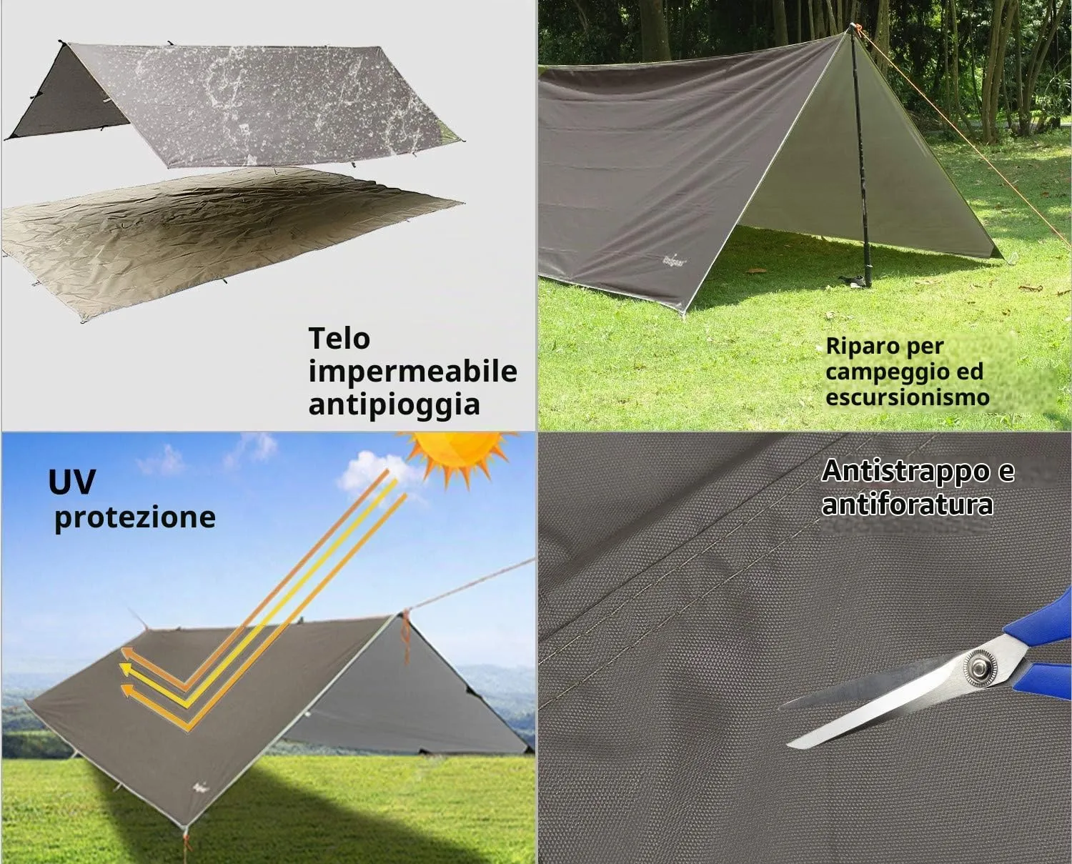 Unigear Telo Antipioggia Tarp Rain Fly Impermeabile 3*4m - immagine 4