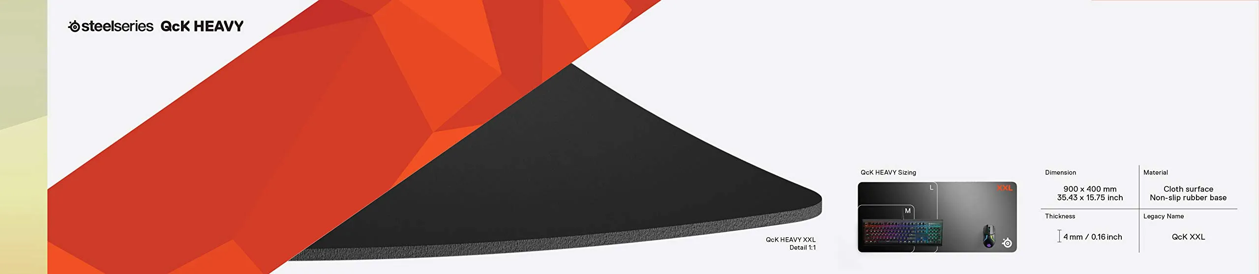 SteelSeries QcK XXL Heavy Mouse Pad, 900 x 400 mm, Nero - immagine 12