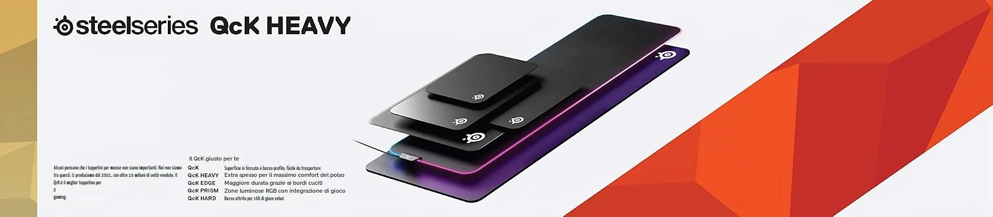 SteelSeries QcK XXL Heavy Mouse Pad, 900 x 400 mm, Nero - immagine 13