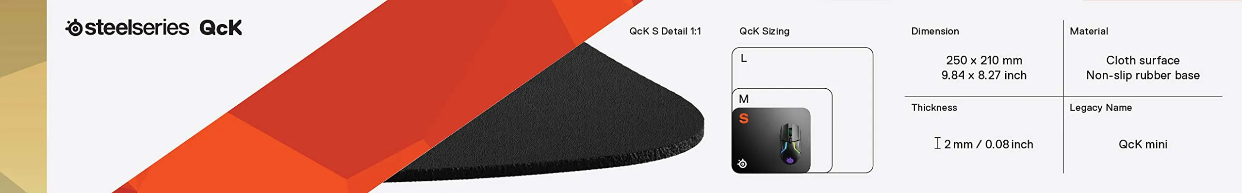 SteelSeries QcK Mini Mouse Pad da Gioco, Tessuto, Nero - immagine 8