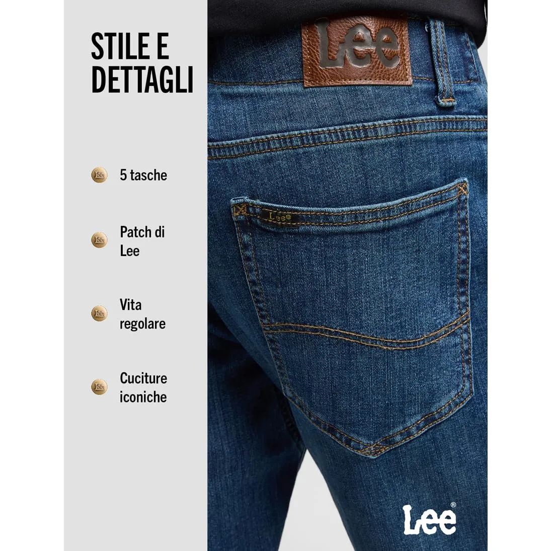 Lee Men's Regular Fit Straight Jeans Extreme Motion Maddox - immagine 6