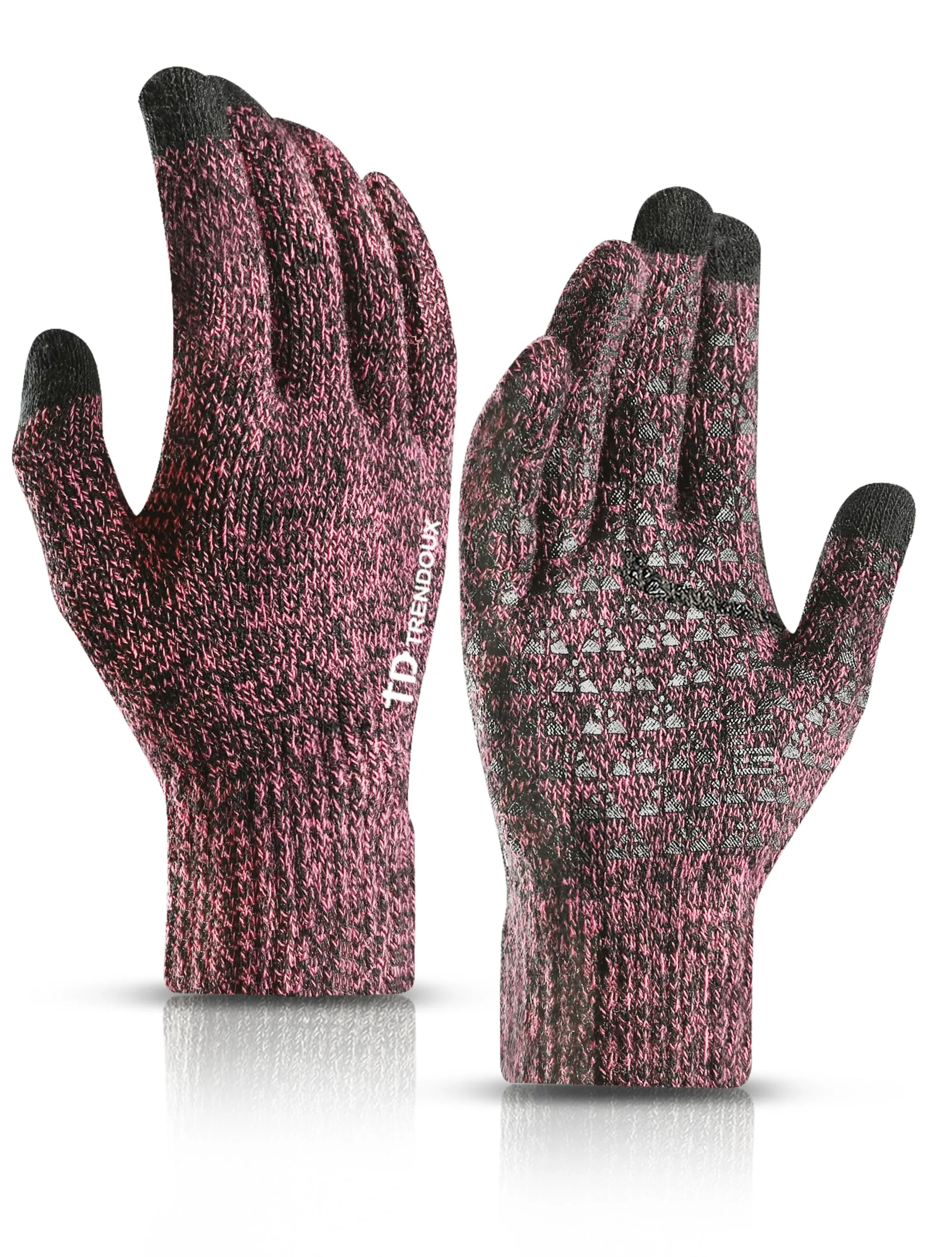 TRENDOUX Winter Knit Touch Screen Gloves for Women, Rose, L - immagine 1