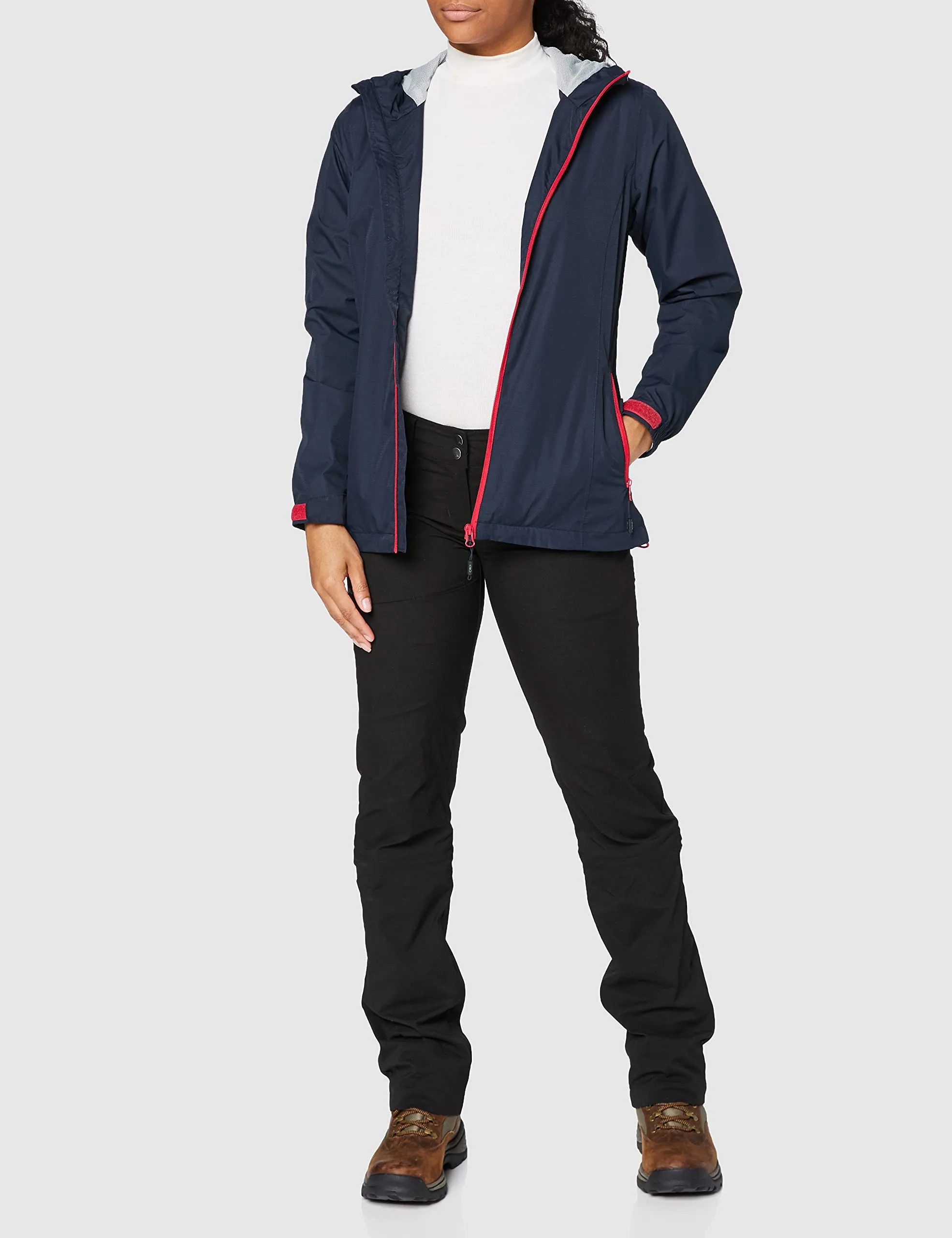 CMP Giacca Pioggia in Poliestere Antistrappo da Donna, Black Blue, L - immagine 3