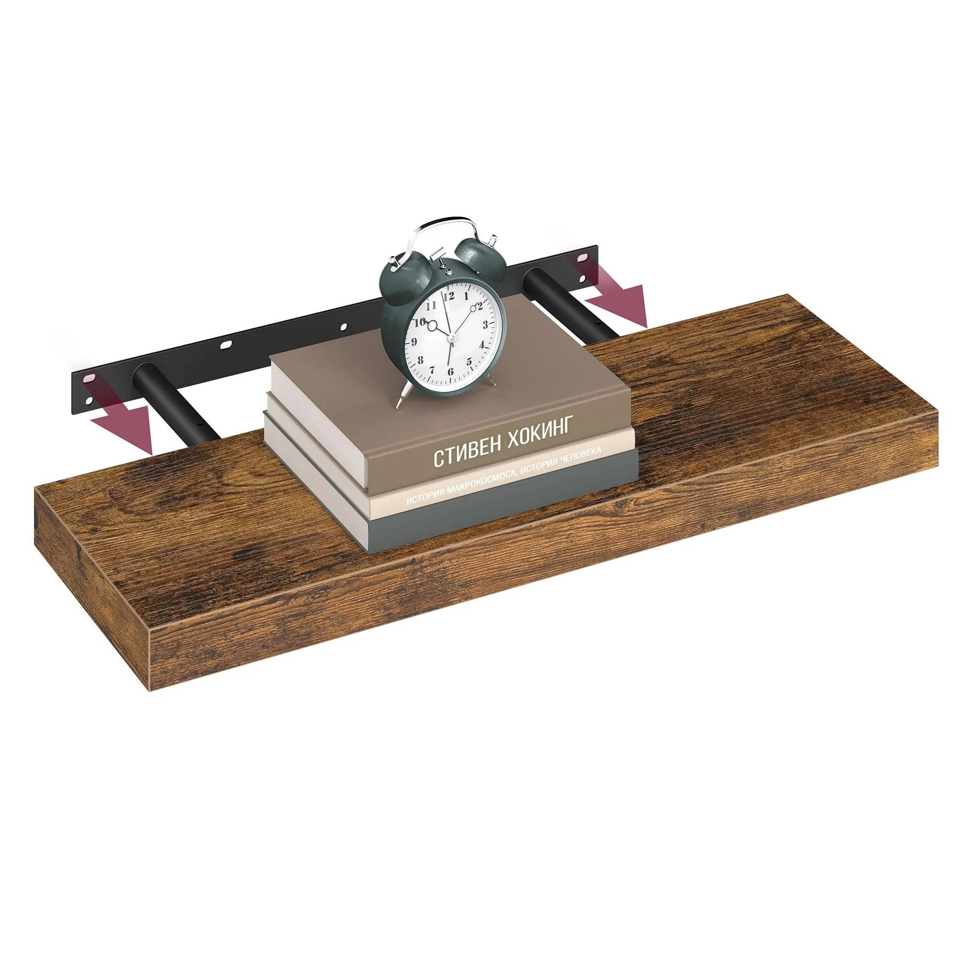 VASAGLE Mensola da Muro con Staffa a Scomparsa, 60 x 20 x 3,8 cm, Marrone Vintage - immagine 1