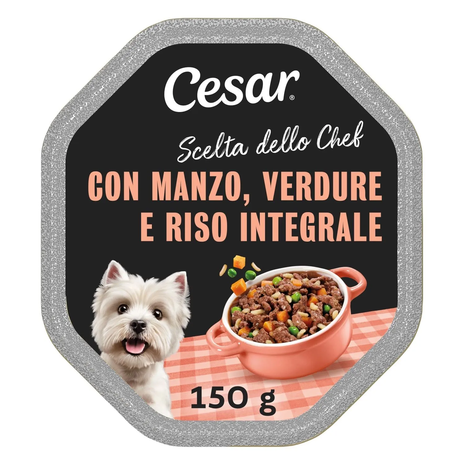 Cesar Scelta dello Chef Cibo Umido per Cani con Manzo alla Griglia, Riso Integrale e Verdure, 14 Vaschette da 150 g - immagine 1
