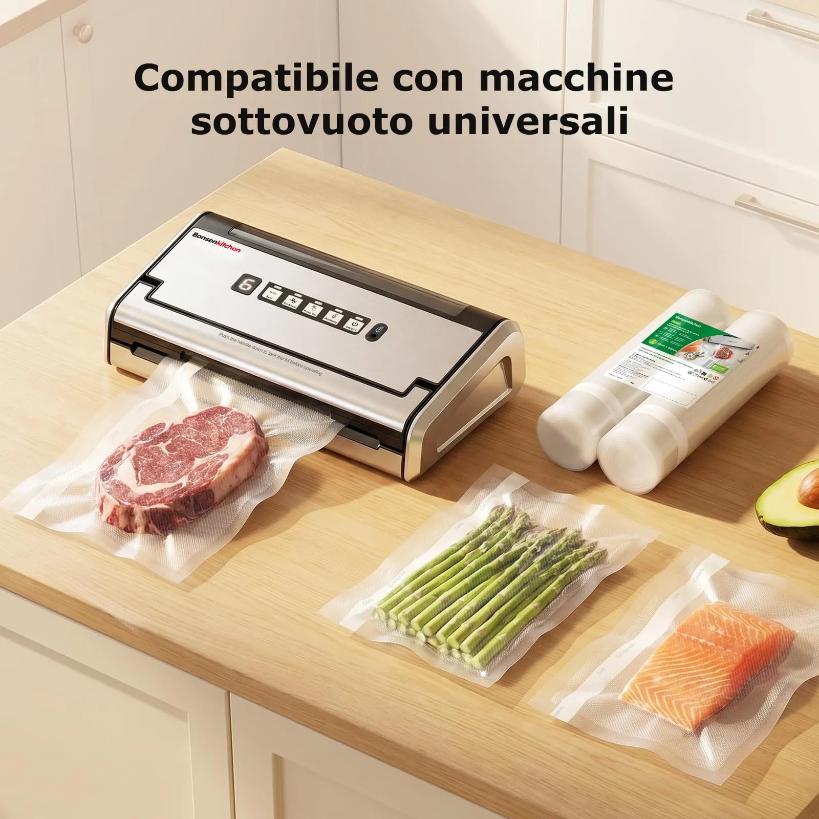 Bonsenkitchen Sacchetti per Sottovuoto, 2 Rotoli 20x600 cm - immagine 8