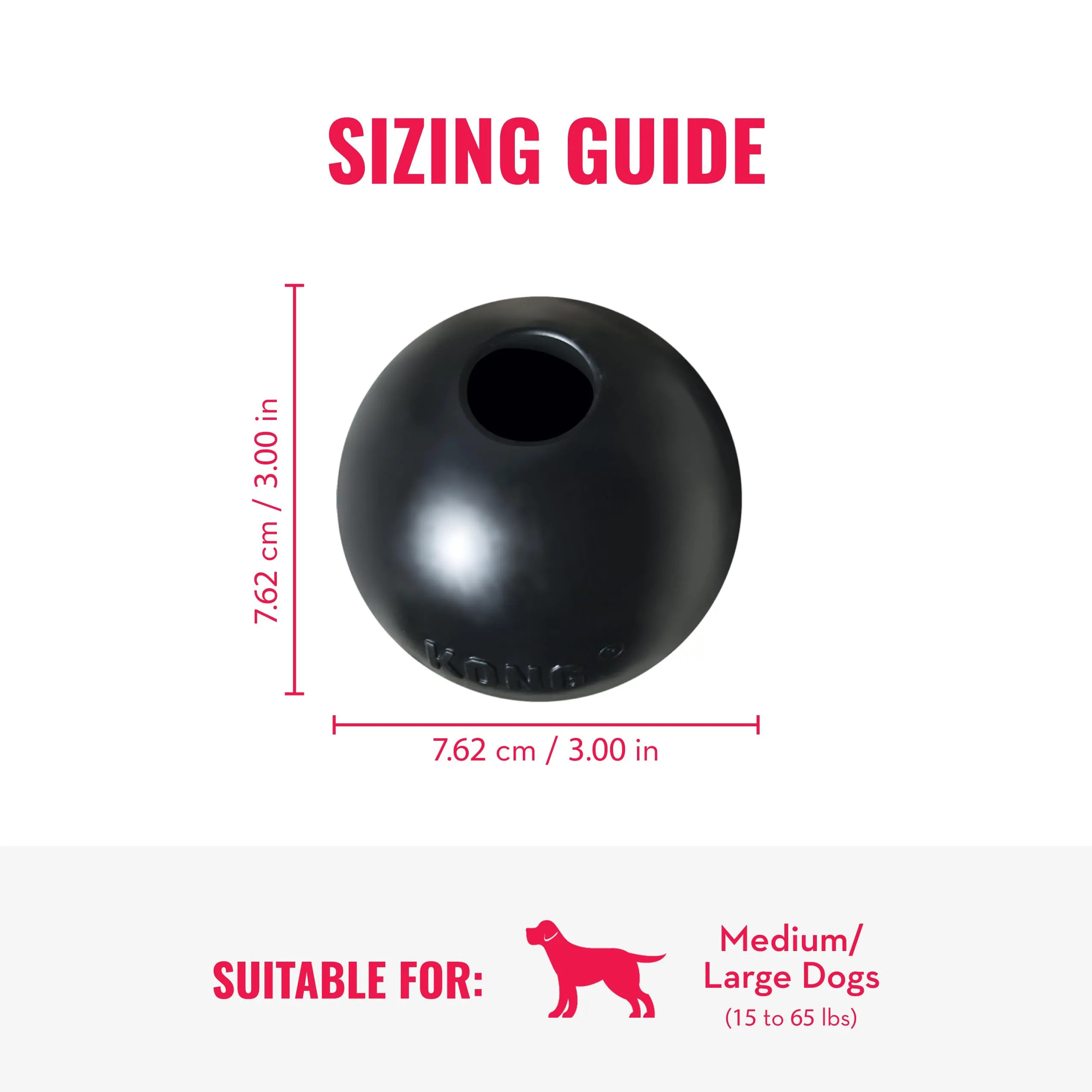 KONG Extreme Ball con Foro per Cani, Nero, Taglia Media/Grande - immagine 2