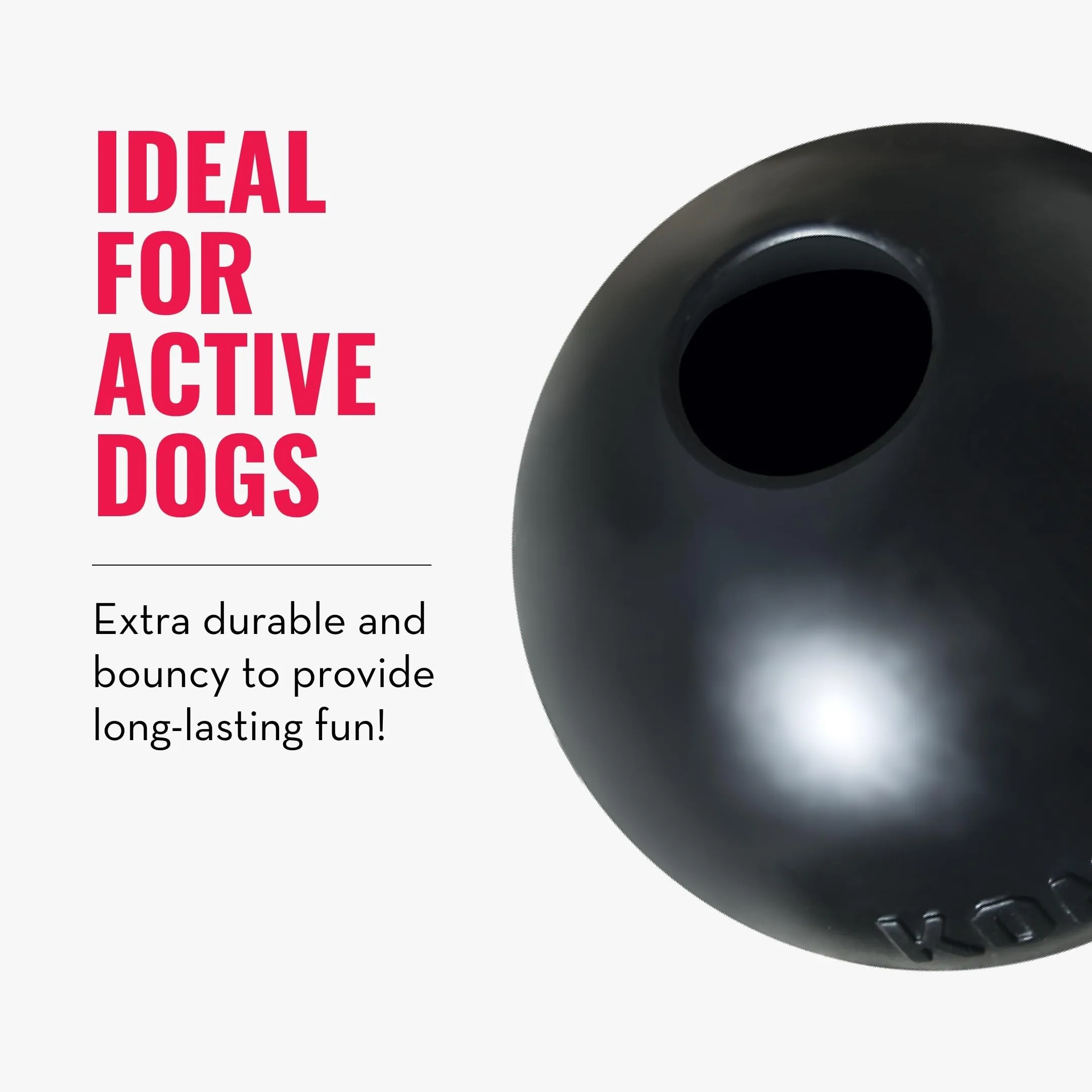 KONG Extreme Ball con Foro per Cani, Nero, Taglia Media/Grande - immagine 3