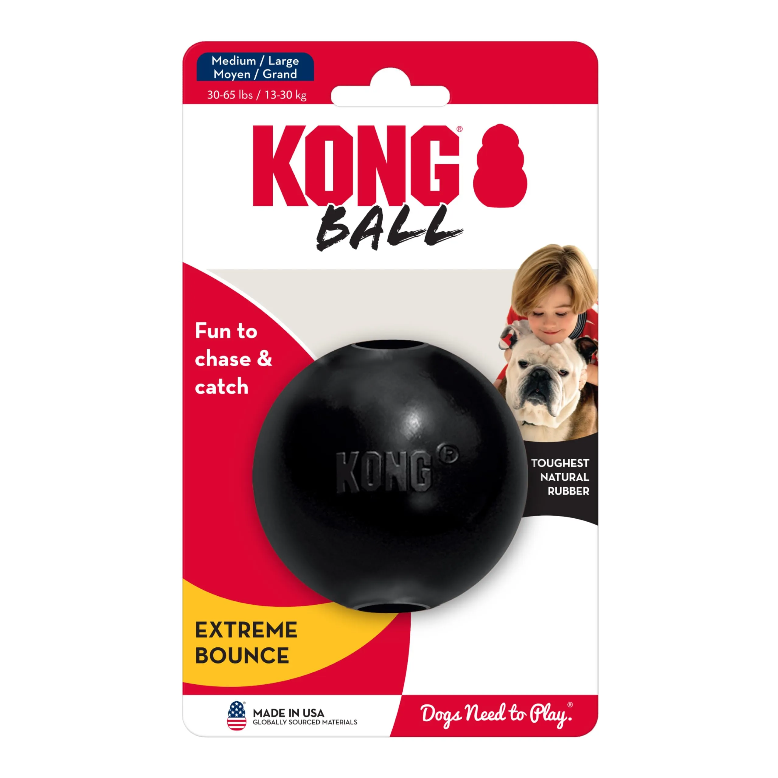 KONG Extreme Ball con Foro per Cani, Nero, Taglia Media/Grande - immagine 5