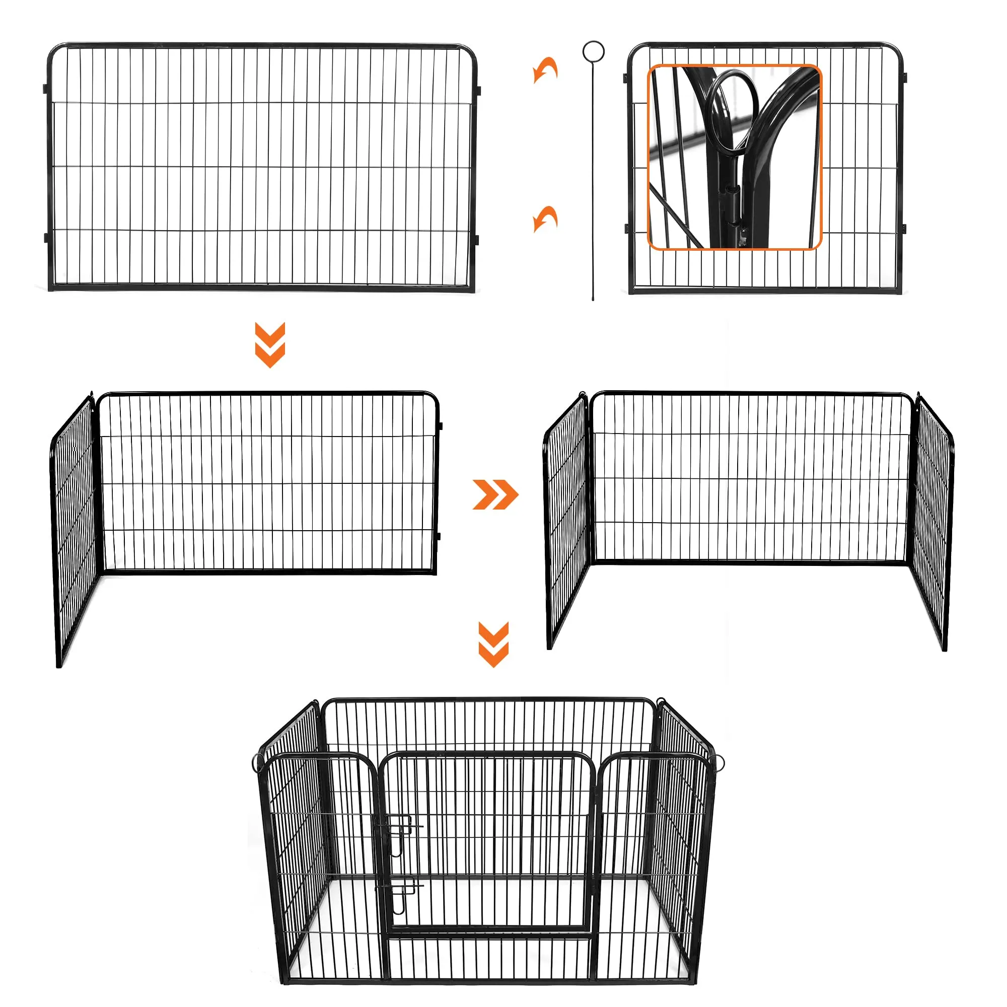 Feandrea Recinto per Animali in Metallo, 122 x 80 x 70 cm, Nero - immagine 3