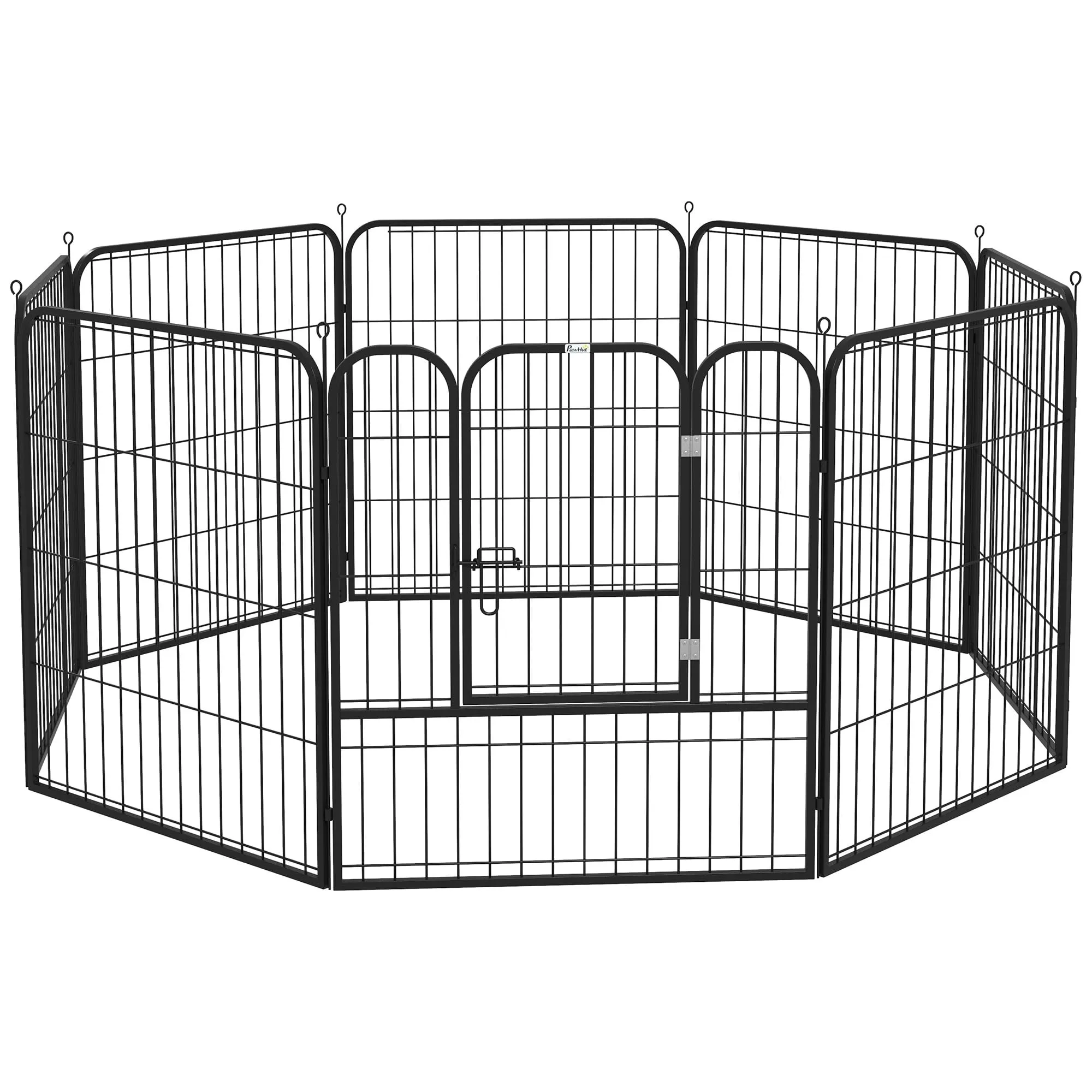 PawHut Recinto per Cani Media Taglia 8 Pannelli 80x80cm Nero - immagine 1
