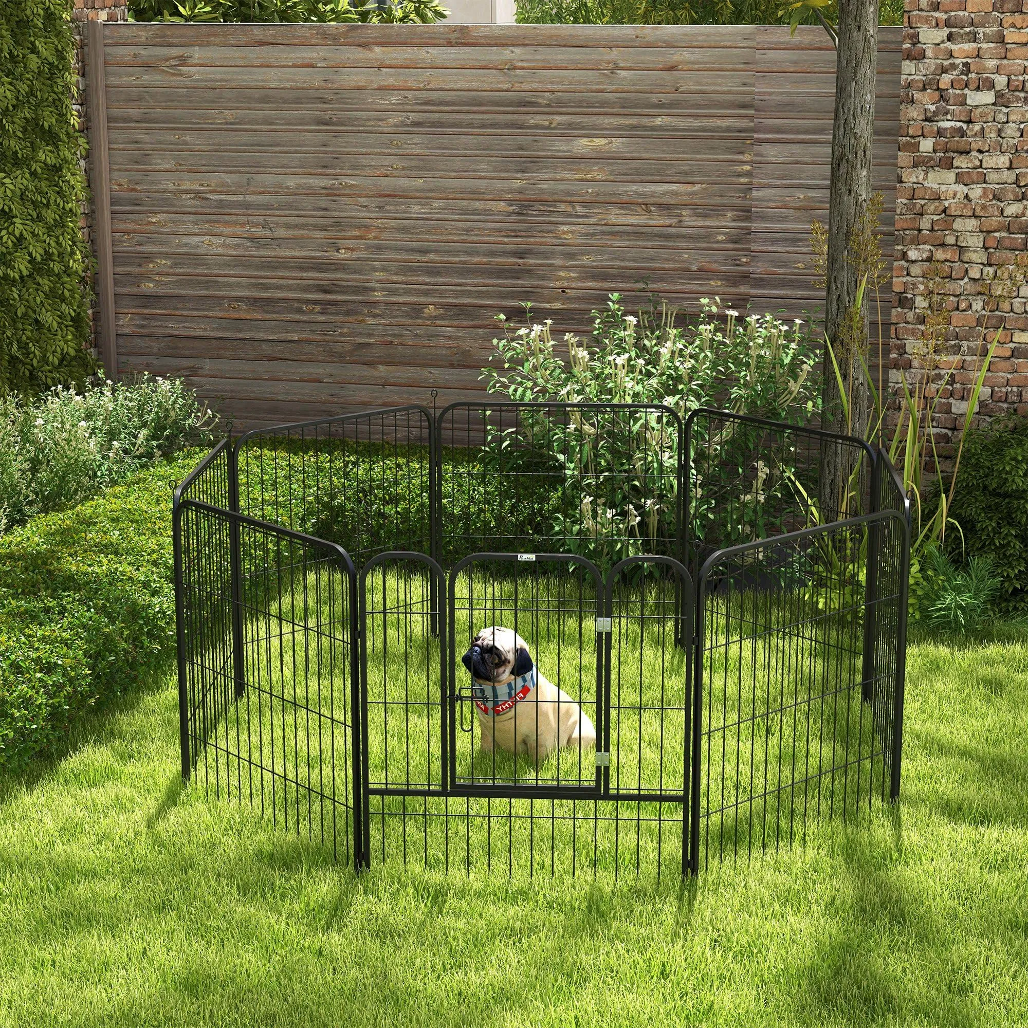 PawHut Recinto per Cani Media Taglia 8 Pannelli 80x80cm Nero - immagine 2
