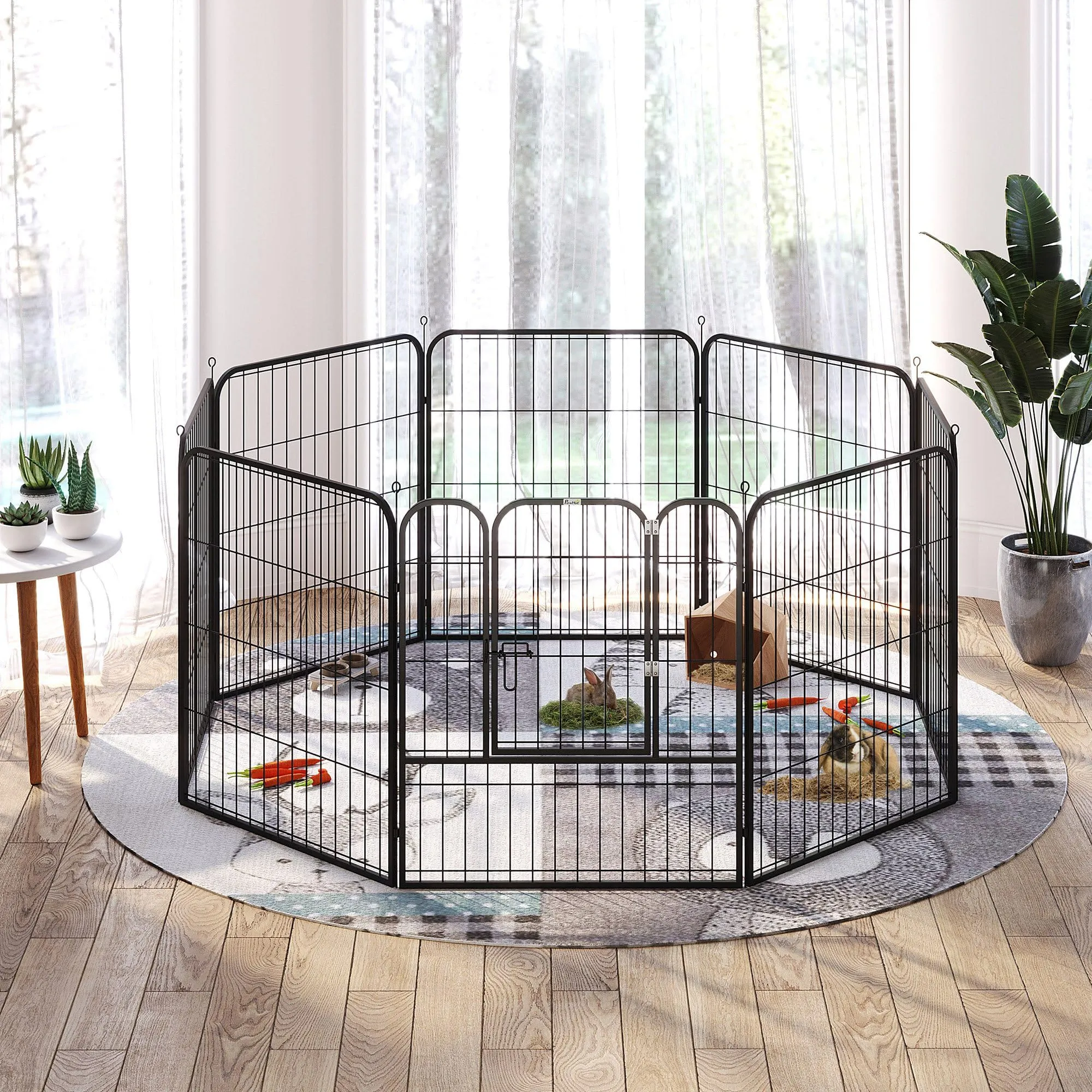 PawHut Recinto per Cani Media Taglia 8 Pannelli 80x80cm Nero - immagine 8