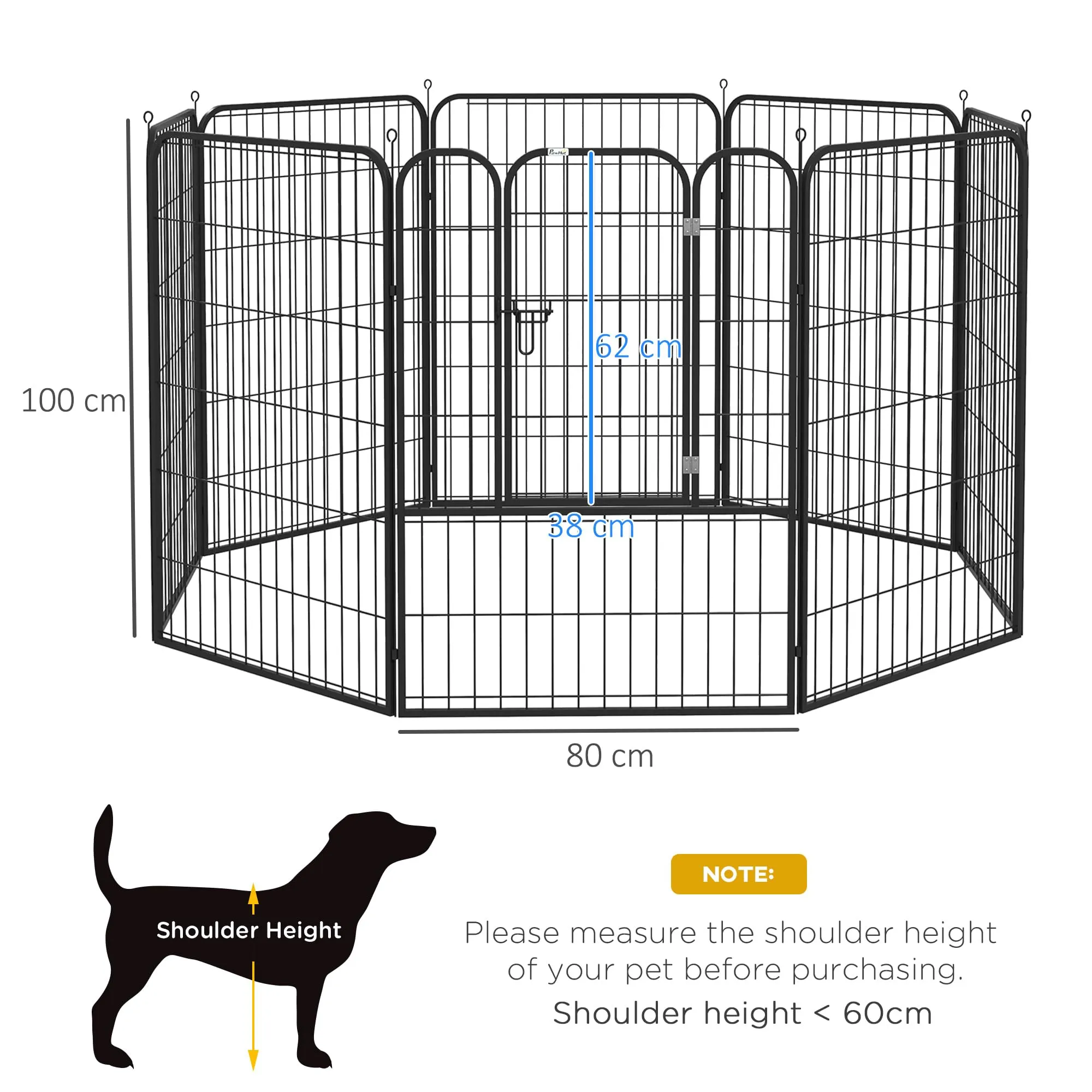 PawHut Recinto per Cani 8 Pannelli 80x100cm Grigio - immagine 7
