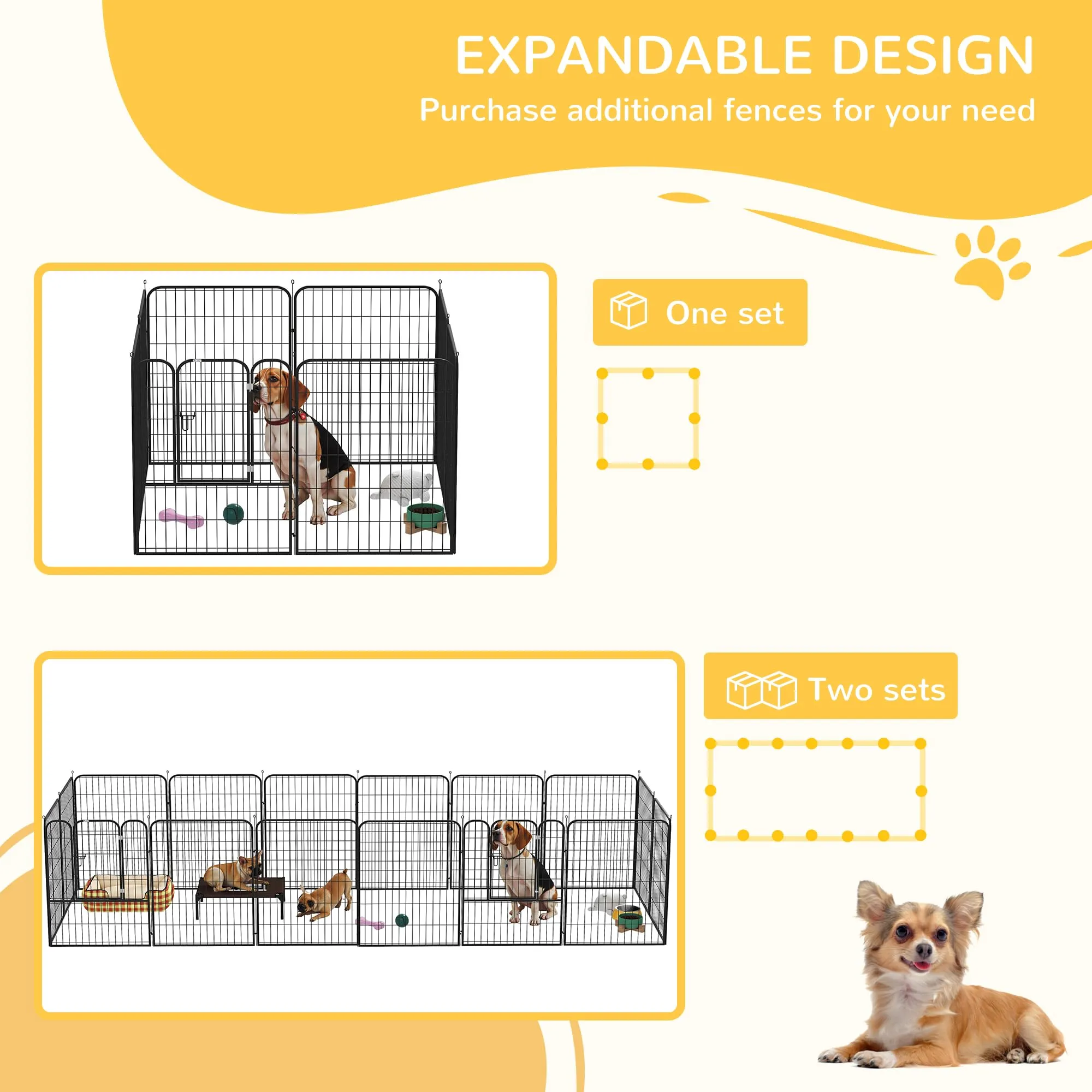 PawHut Recinto per Cani 8 Pannelli 80x100cm Grigio - immagine 8