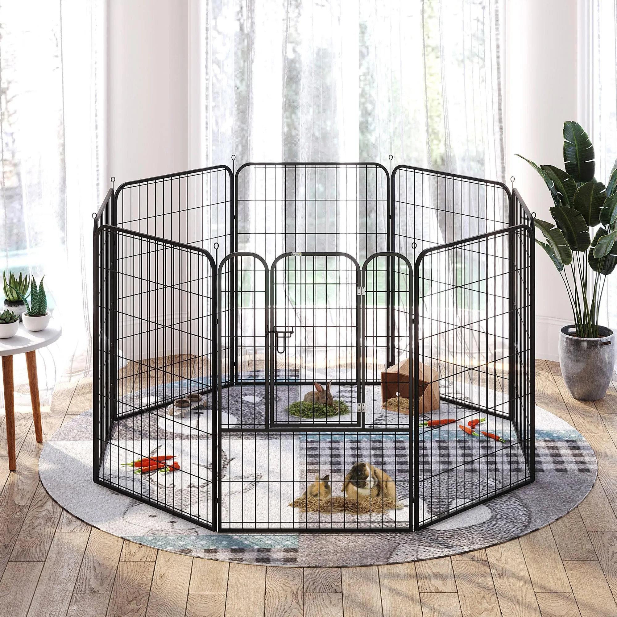 PawHut Recinto per Cani 8 Pannelli 80x100cm Grigio - immagine 9