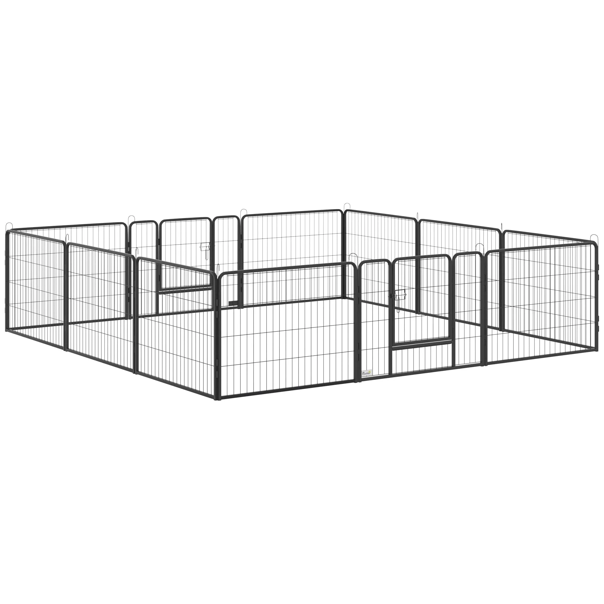 PawHut Recinto per Cani di Piccola Taglia, 12 Pannelli, 80x60 cm, Grigio - immagine 1