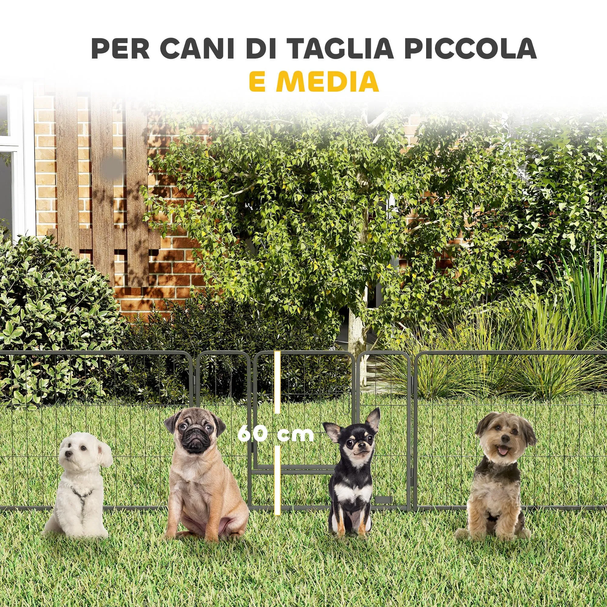 PawHut Recinto per Cani di Piccola Taglia, 12 Pannelli, 80x60 cm, Grigio - immagine 5