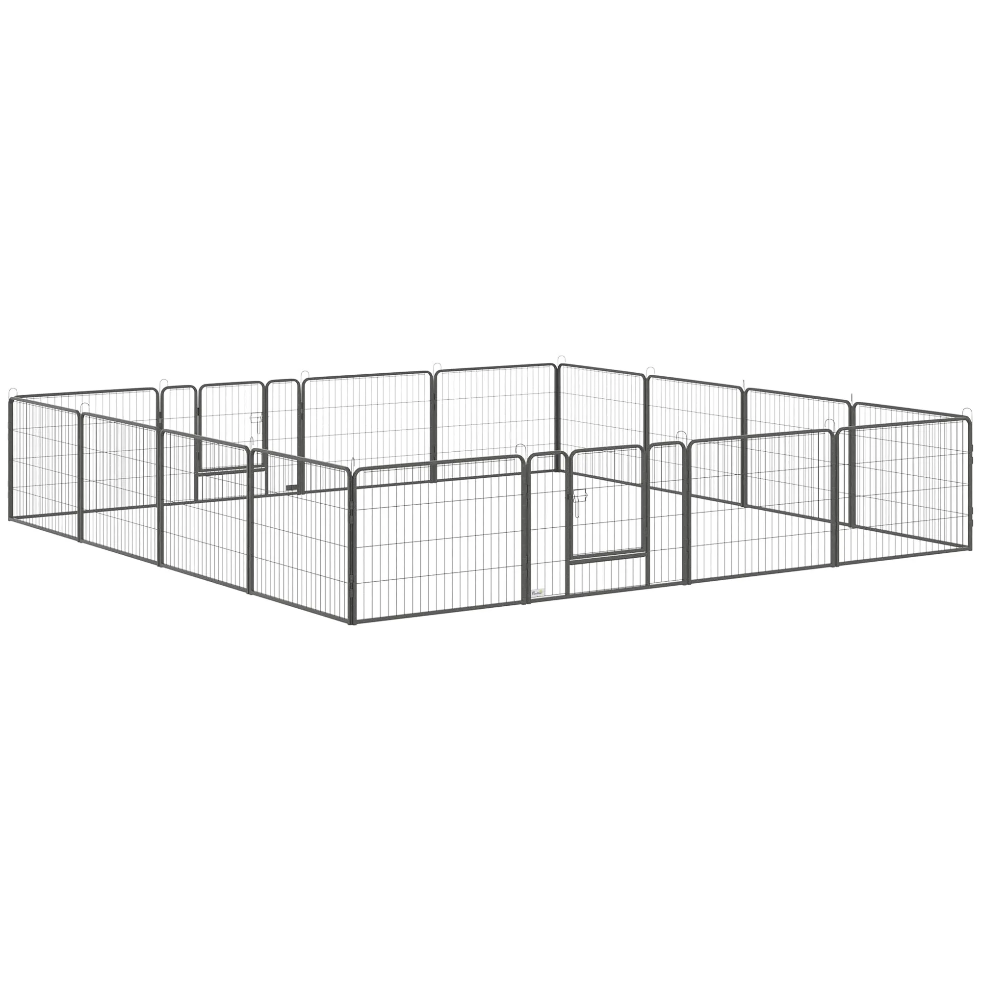 PawHut Recinto per Cani Piccola Taglia 16 Pannelli 80x60cm Grigio - immagine 1