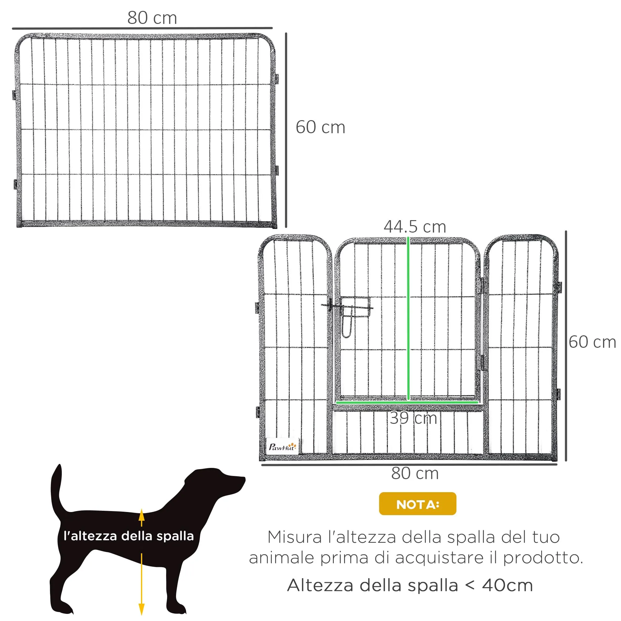 PawHut Recinto per Cani Piccola Taglia 16 Pannelli 80x60cm Grigio - immagine 7