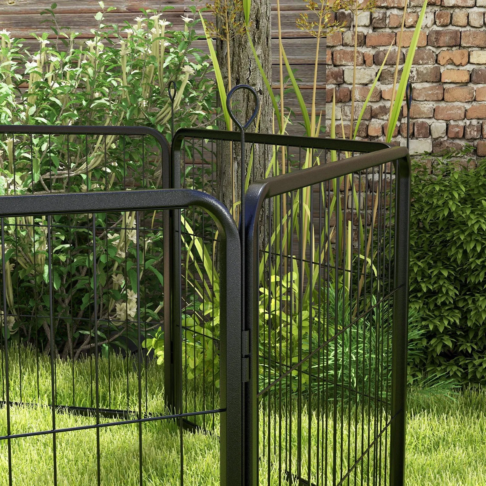 PawHut Recinto per Cani di Piccola Taglia, 8 Pannelli, 80x60 cm, Grigio - immagine 9