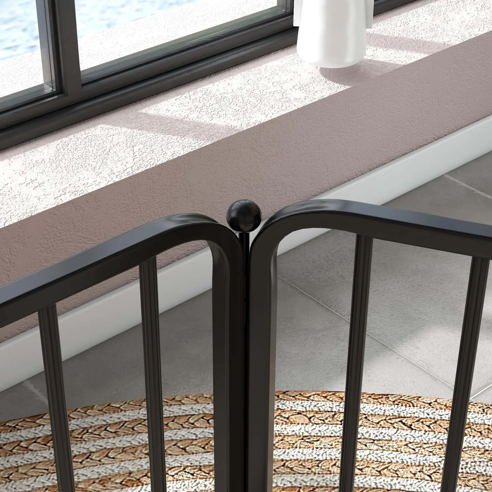 PawHut Box per Cani in Acciaio, 6 Pannelli Modulabili, 164x83x80 cm, Nero - immagine 8