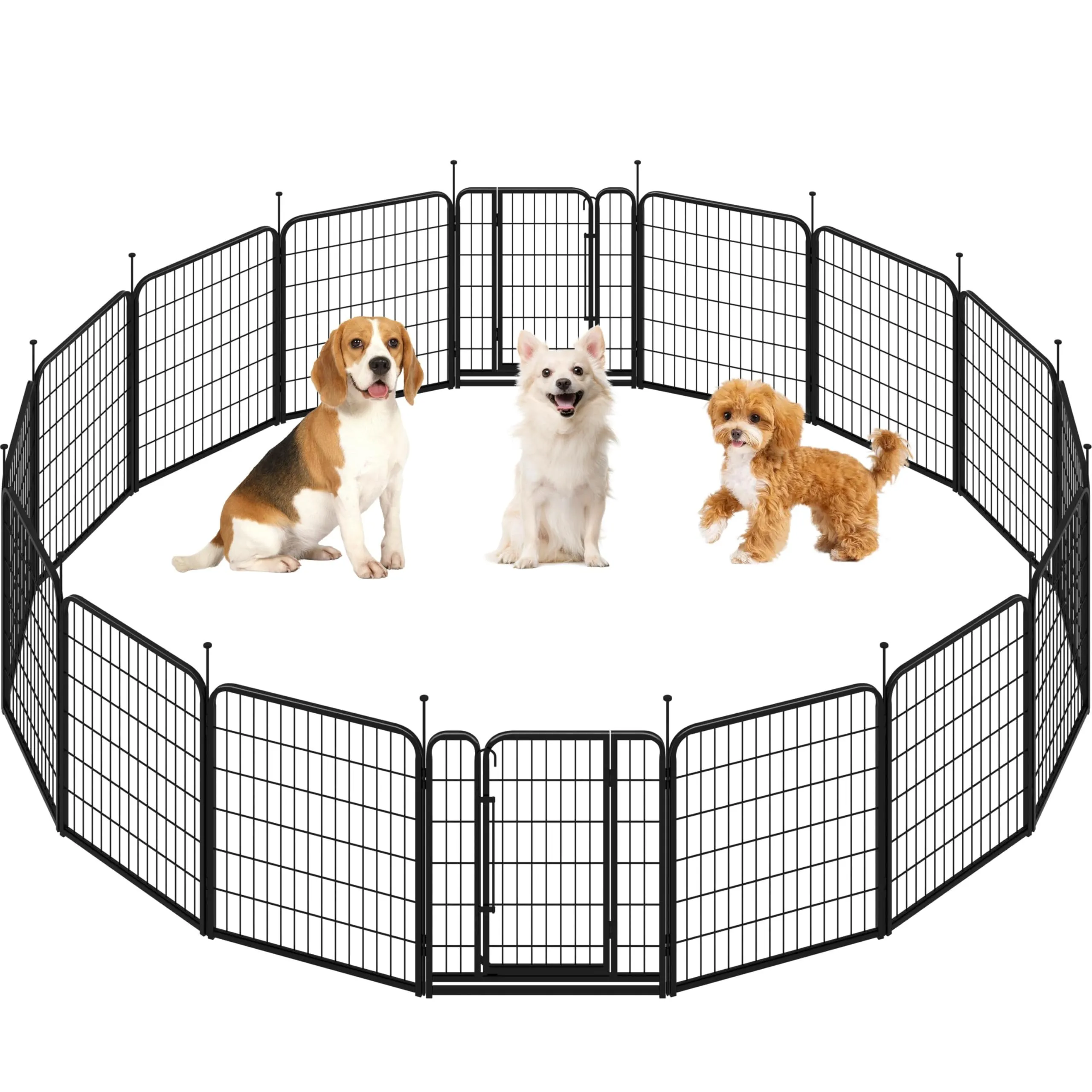 Yaheetech Recinto per Cani da Interno e Esterno, 16 Pezzi, 65 x 80 cm, Nero - immagine 1