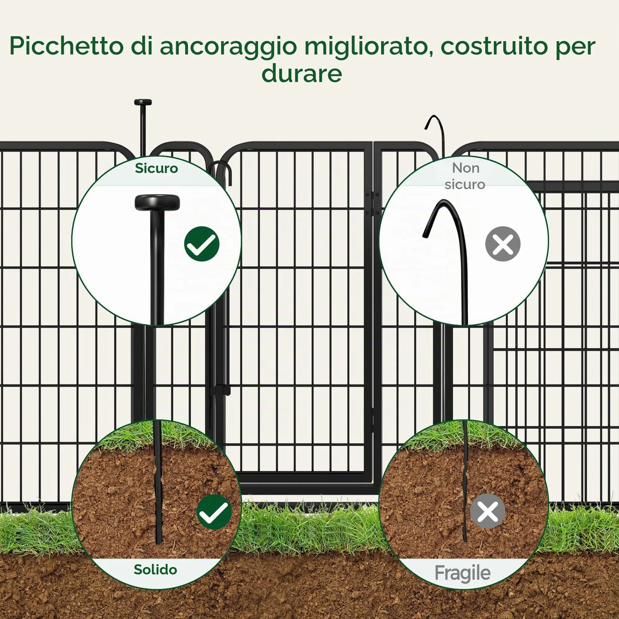 Yaheetech Recinto per Cani da Interno e Esterno, 16 Pezzi, 65 x 80 cm, Nero - immagine 5