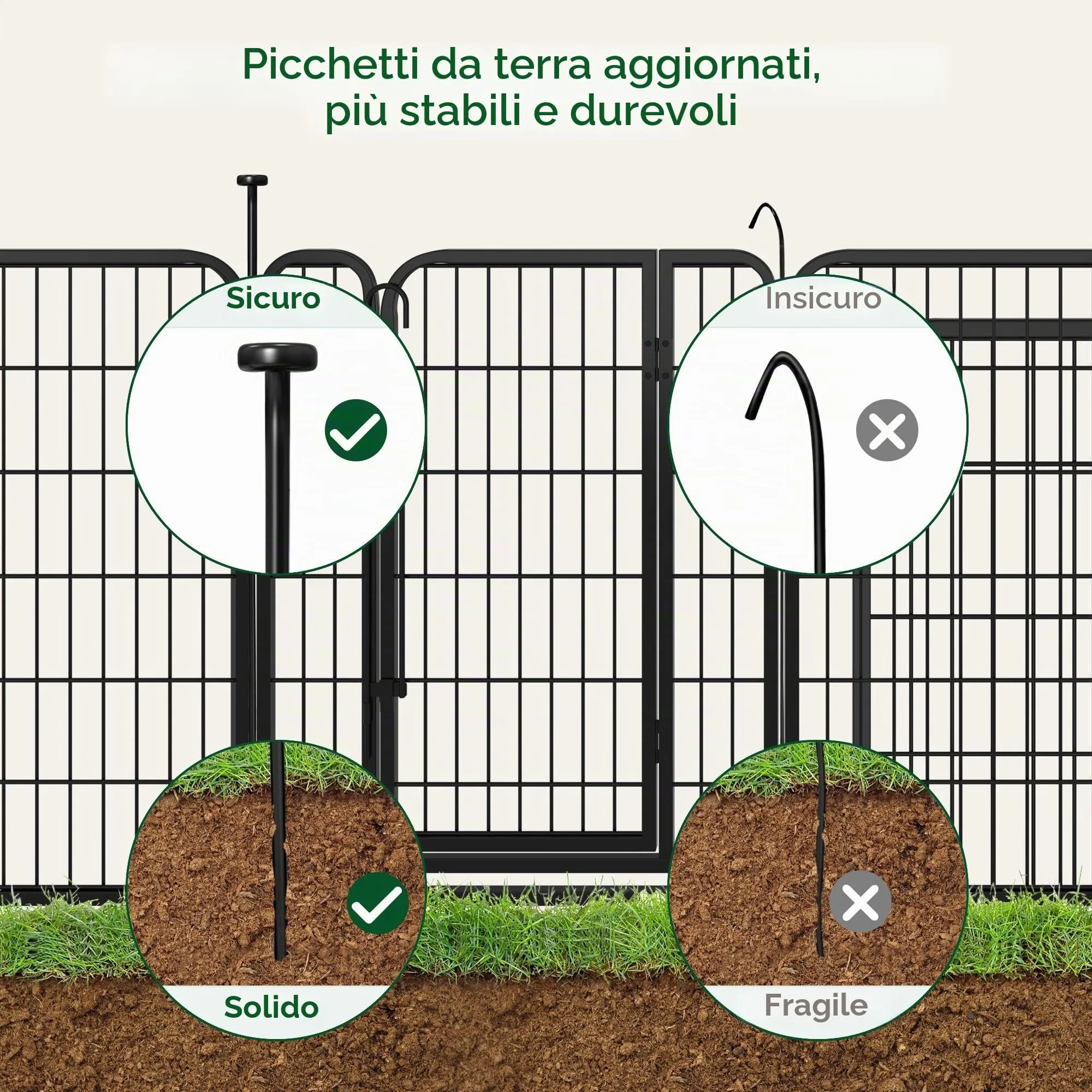 Yaheetech Recinto per Cani da Interno e Esterno, 12 Pezzi, 65 x 80 cm, Nero - immagine 6