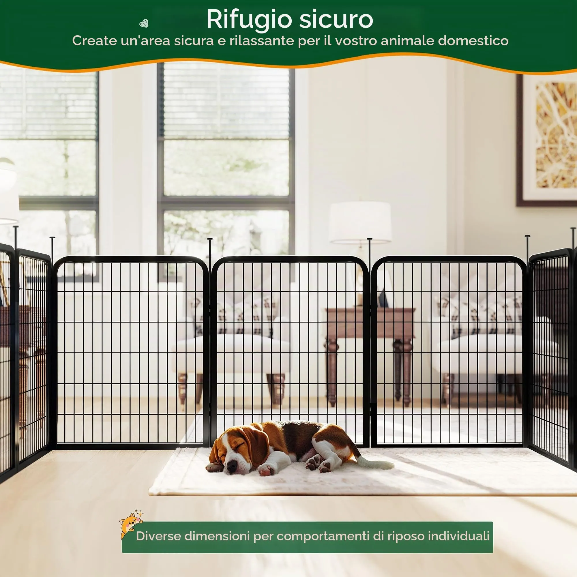 Yaheetech Recinto per Cani da Interno e Esterno, 12 Pezzi, 65 x 80 cm, Nero - immagine 8