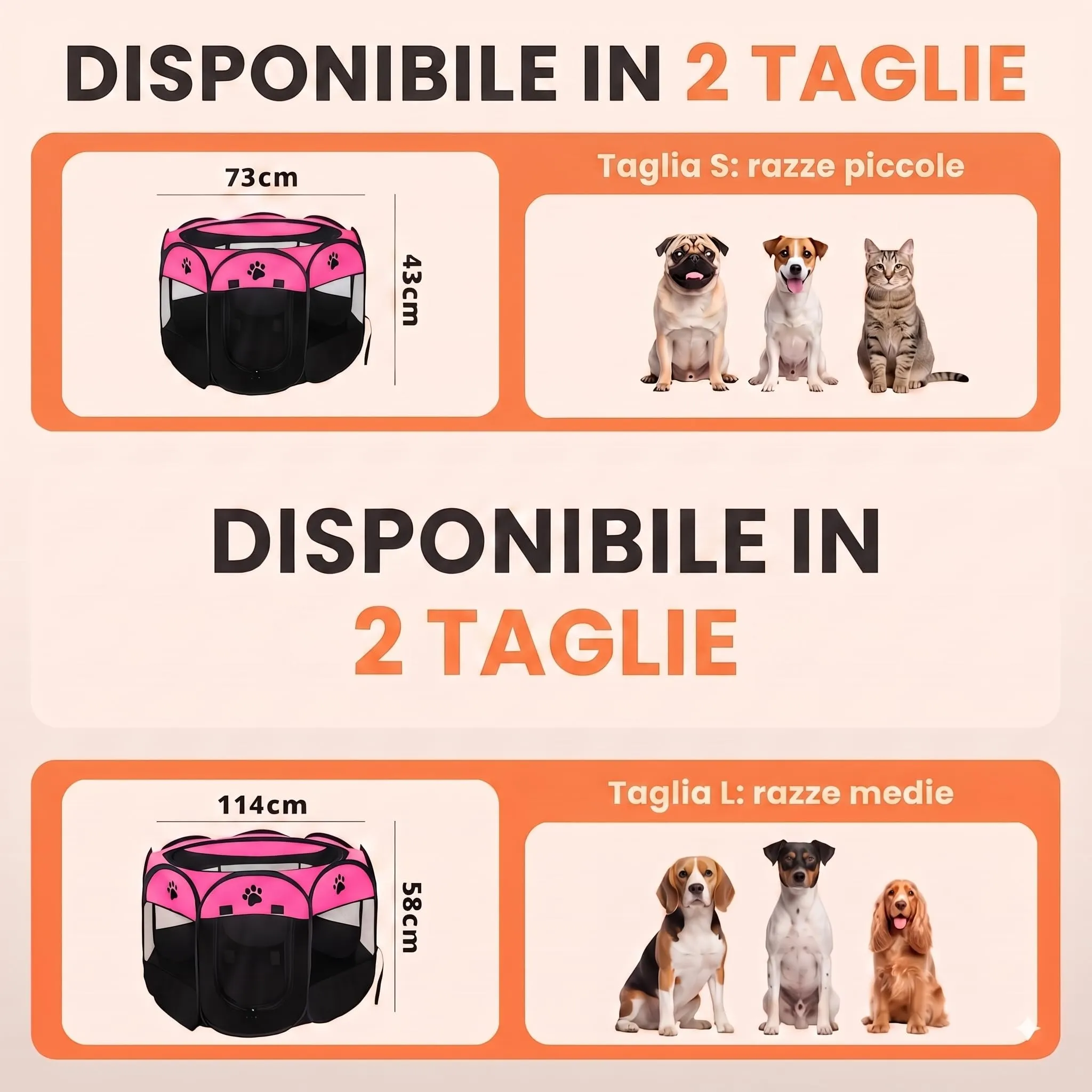 JUPPLIES Recinto Pieghevole per Cani e Gatti in Tessuto Oxford Impermeabile, Rosa, 114x114x58cm - immagine 2
