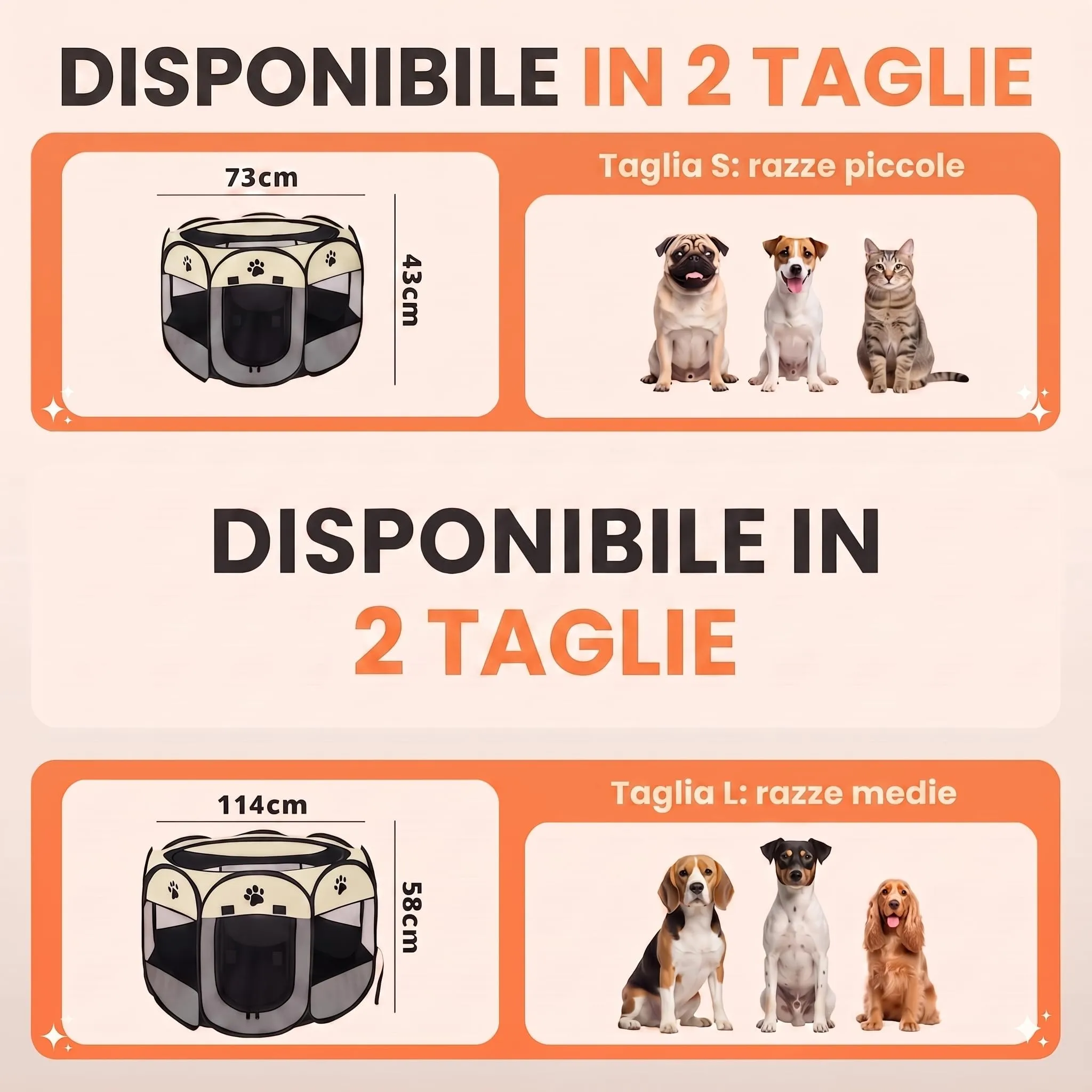 JUPPLIES Recinto Pieghevole per Cani e Gatti in Tessuto Oxford Impermeabile, Grigio, 114x114x58cm - immagine 2