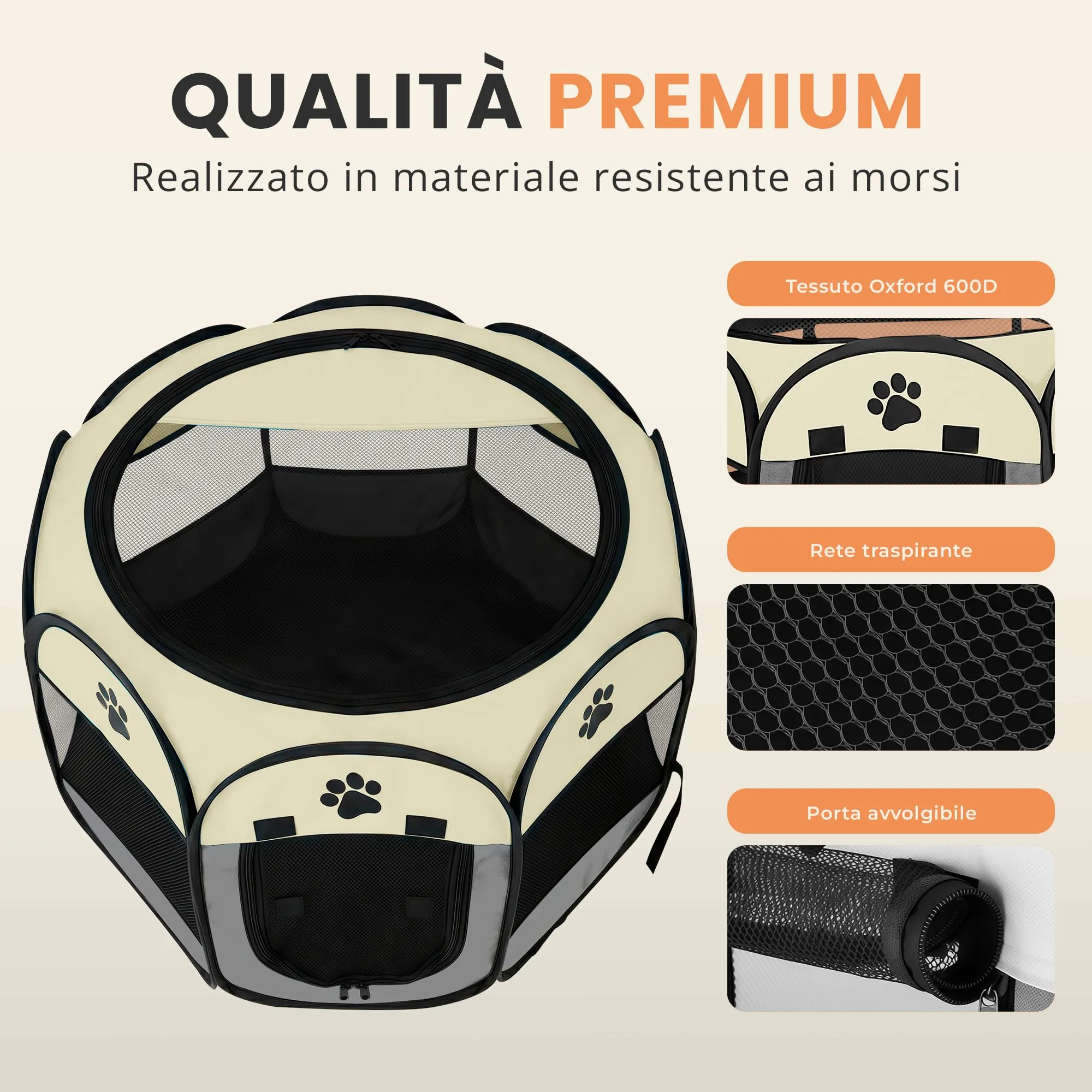 JUPPLIES Recinto Pieghevole per Cani e Gatti in Tessuto Oxford Impermeabile, Grigio, 114x114x58cm - immagine 5