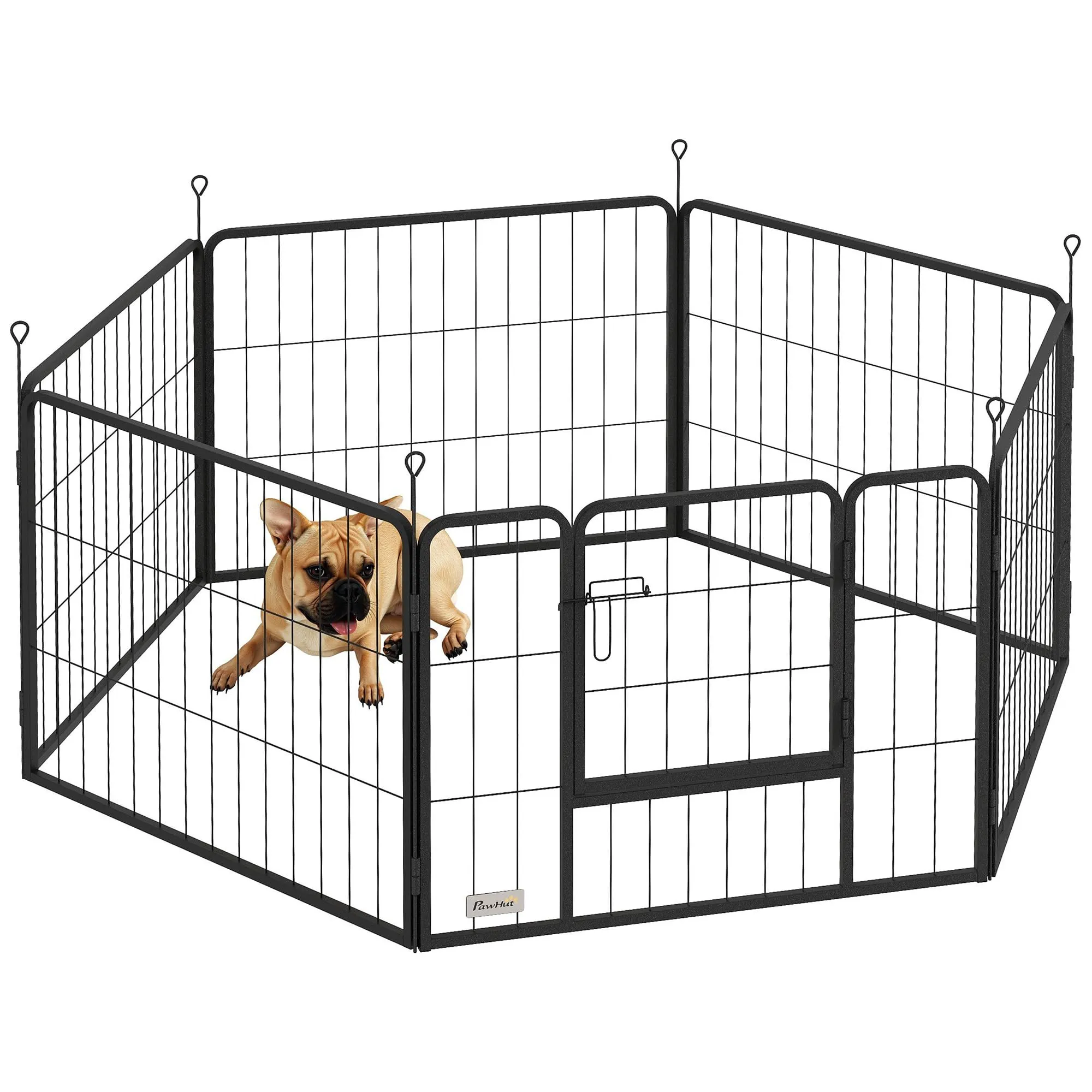 PawHut Recinto per Cani Piccola Taglia 6 Pannelli 80x60cm Grigio - immagine 1