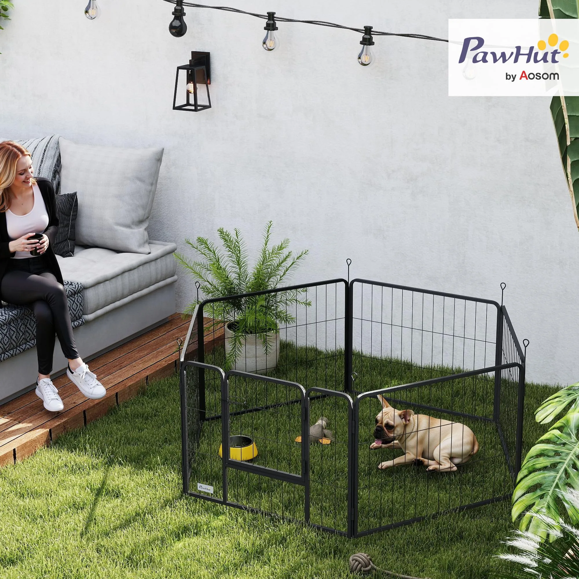 PawHut Recinto per Cani Piccola Taglia 6 Pannelli 80x60cm Grigio - immagine 2