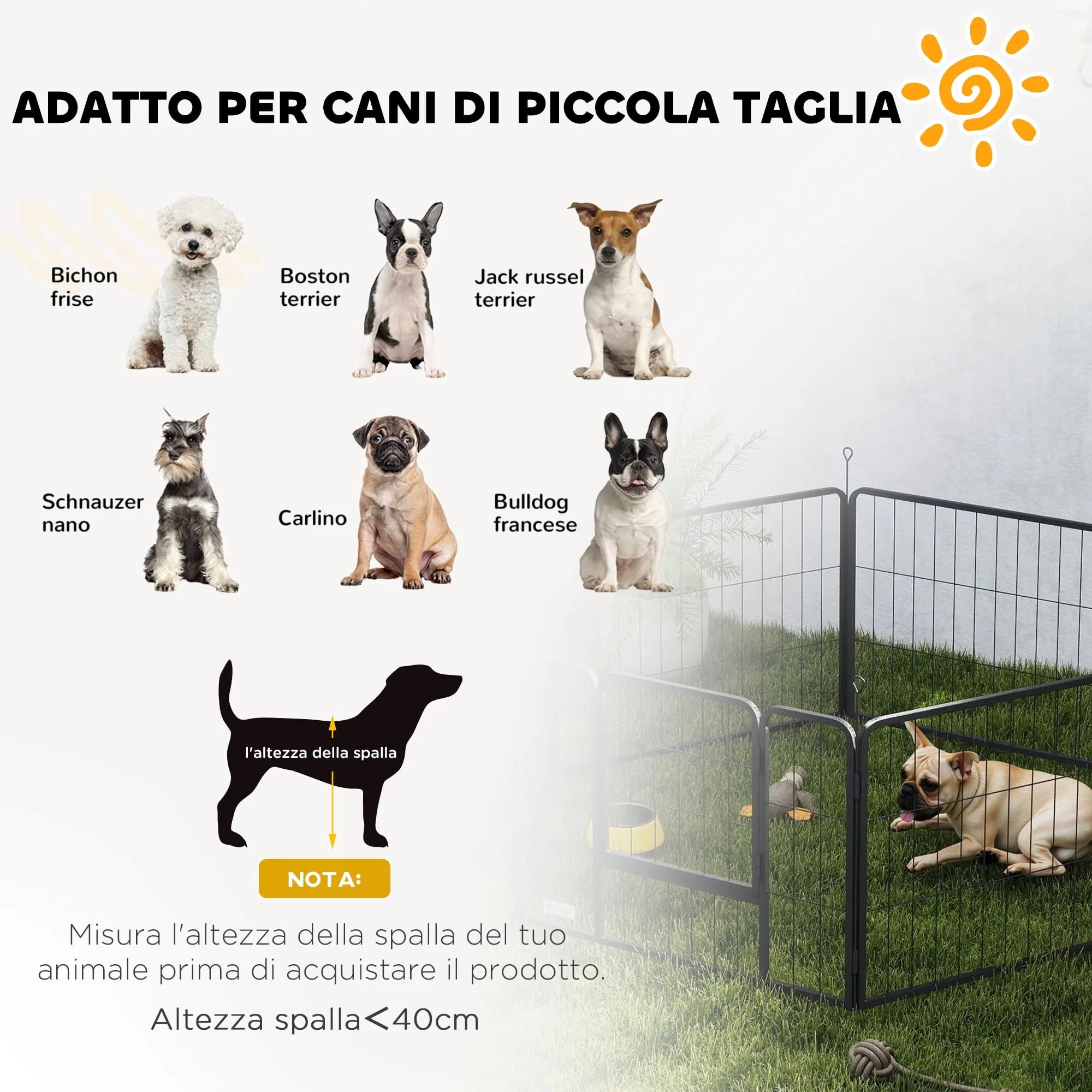 PawHut Recinto per Cani Piccola Taglia 6 Pannelli 80x60cm Grigio - immagine 6
