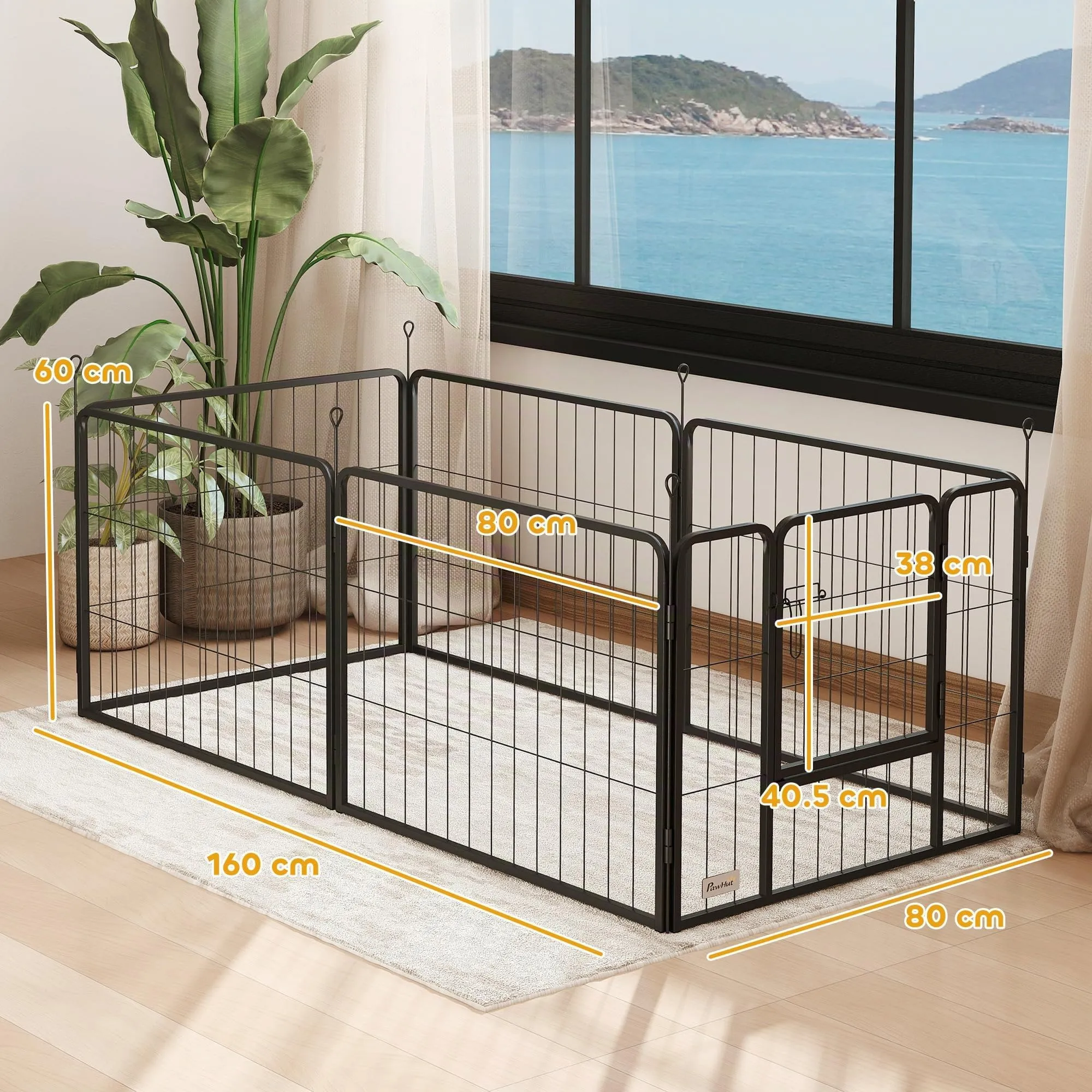 PawHut Recinto per Cani Piccola Taglia 6 Pannelli 80x60cm Grigio - immagine 7