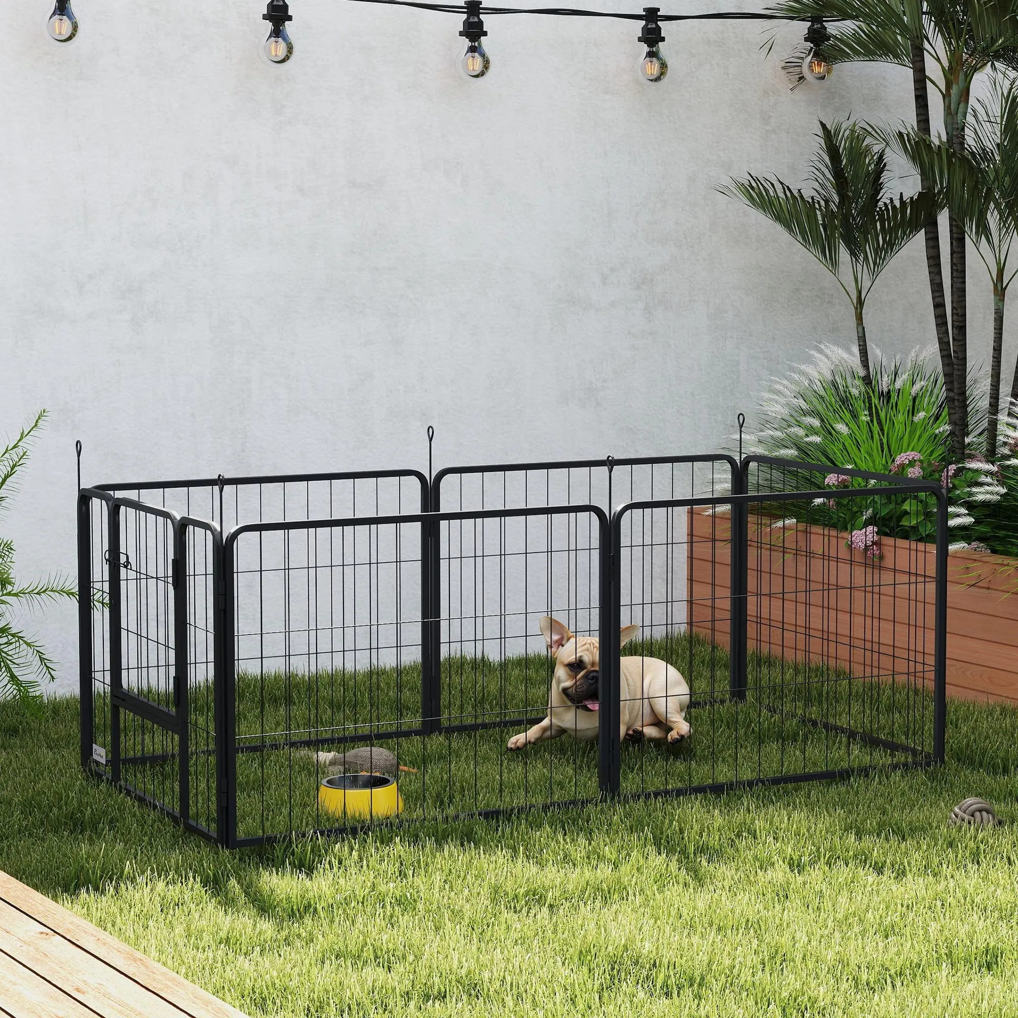 PawHut Recinto per Cani Piccola Taglia 6 Pannelli 80x60cm Grigio - immagine 8