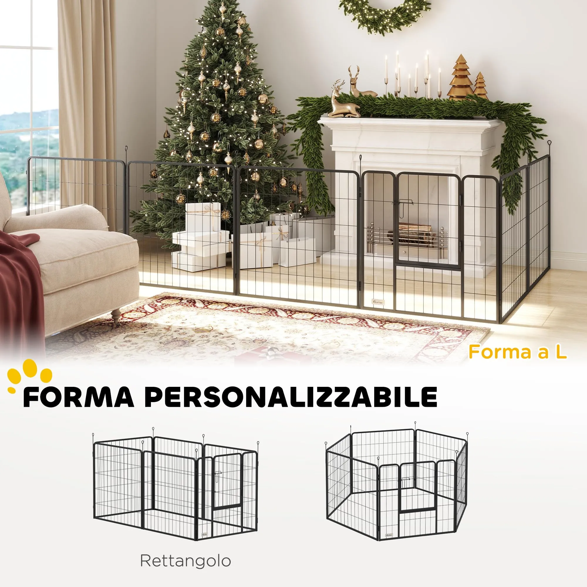 PawHut Recinto per Cani Media Taglia 6 Pannelli 80x80cm Grigio - immagine 3