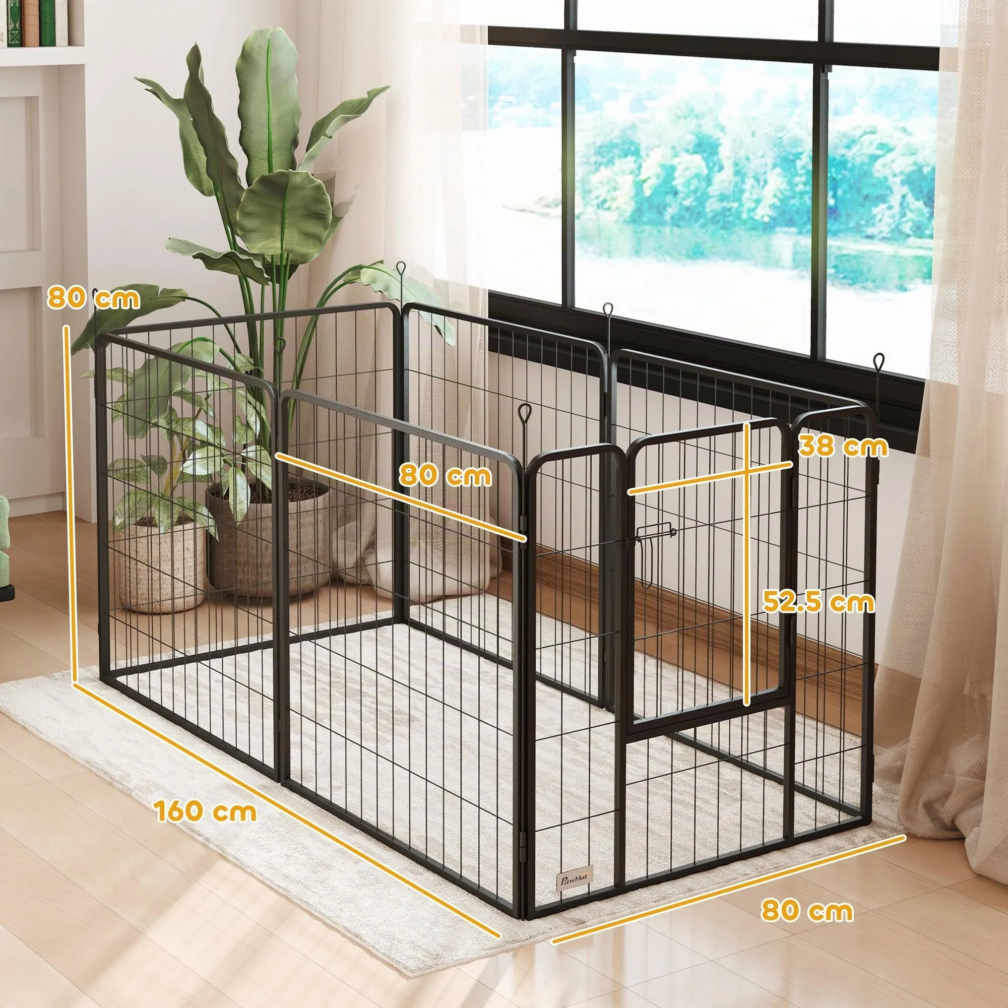 PawHut Recinto per Cani Media Taglia 6 Pannelli 80x80cm Grigio - immagine 7