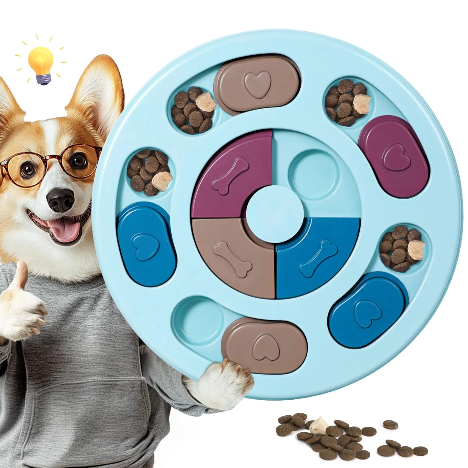 TRIGRAND Puzzle Interattivo per Cani, Slow Feeder per Stimolazione Mentale e Ansia, Lavabile, Blu - immagine 1